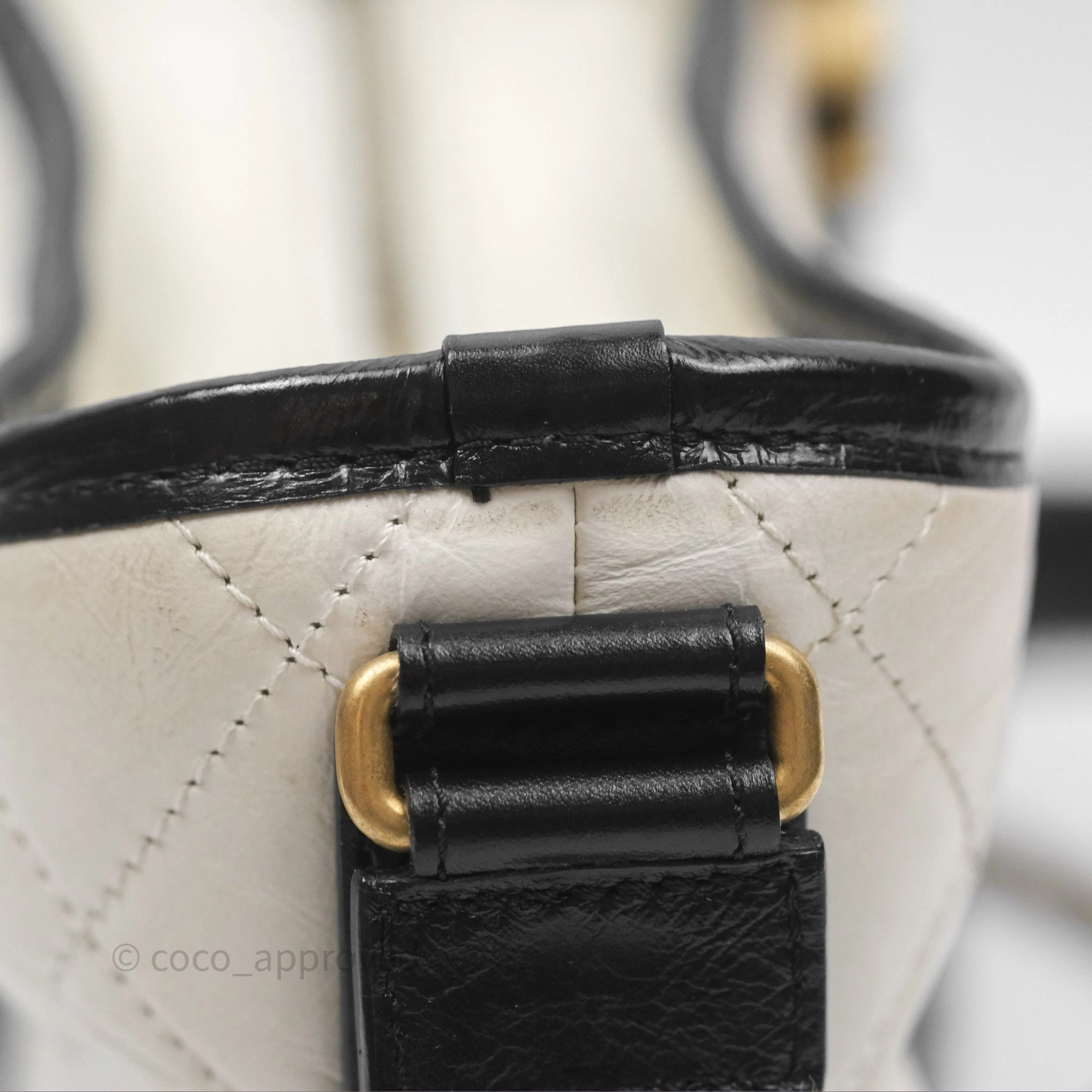 Chanel Small Gabrielle Hobo Quilted Black White Aged Calfskin