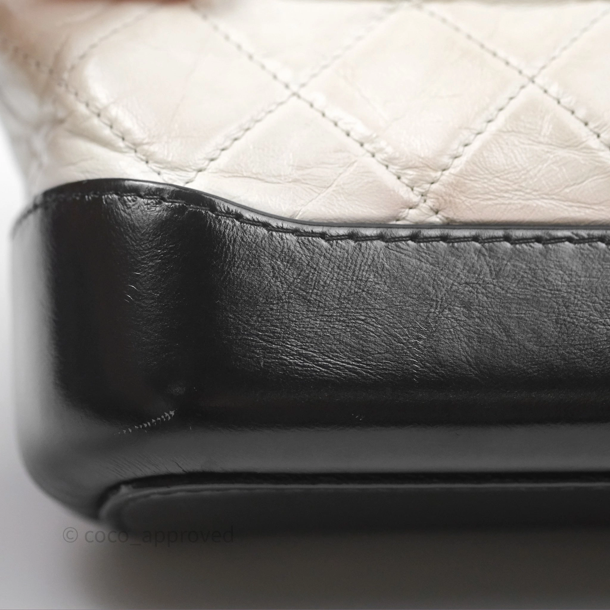 Chanel Small Gabrielle Hobo Quilted Black White Aged Calfskin