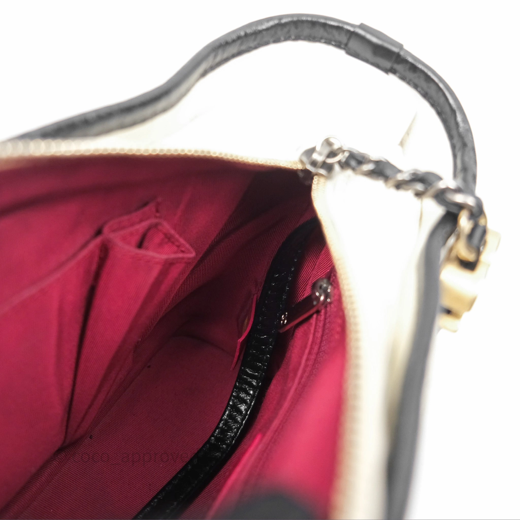 Chanel Small Gabrielle Hobo Quilted Black White Aged Calfskin