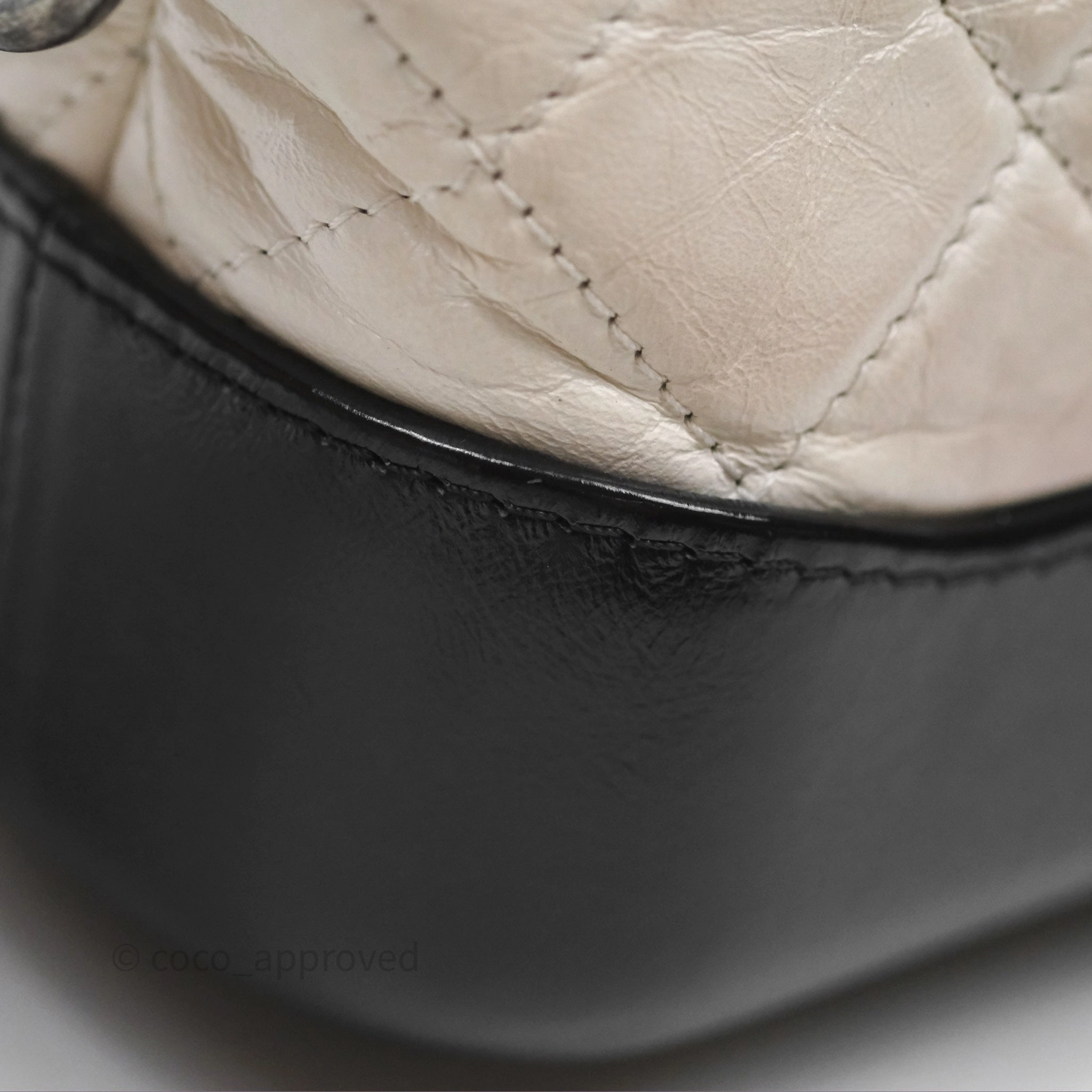 Chanel Small Gabrielle Hobo Quilted Black White Aged Calfskin