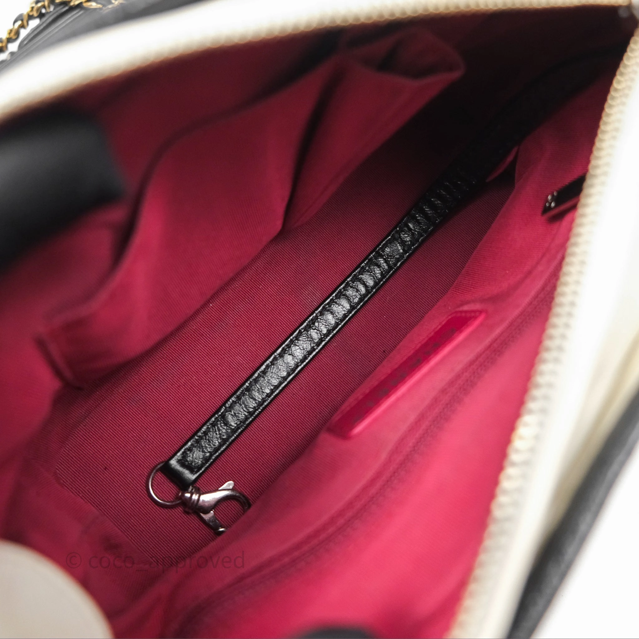 Chanel Small Gabrielle Hobo Quilted Black White Aged Calfskin