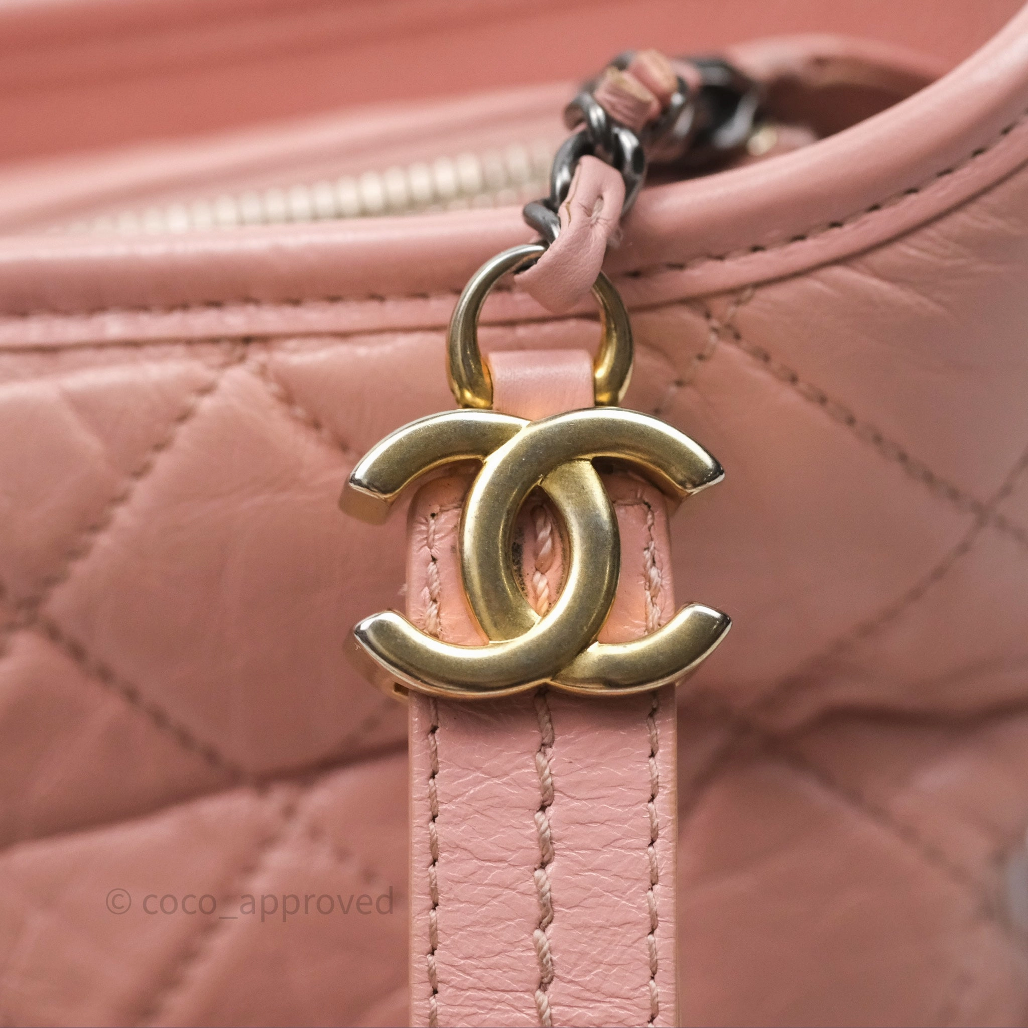 Chanel Small Gabrielle Hobo Quilted Pink Aged Calfskin