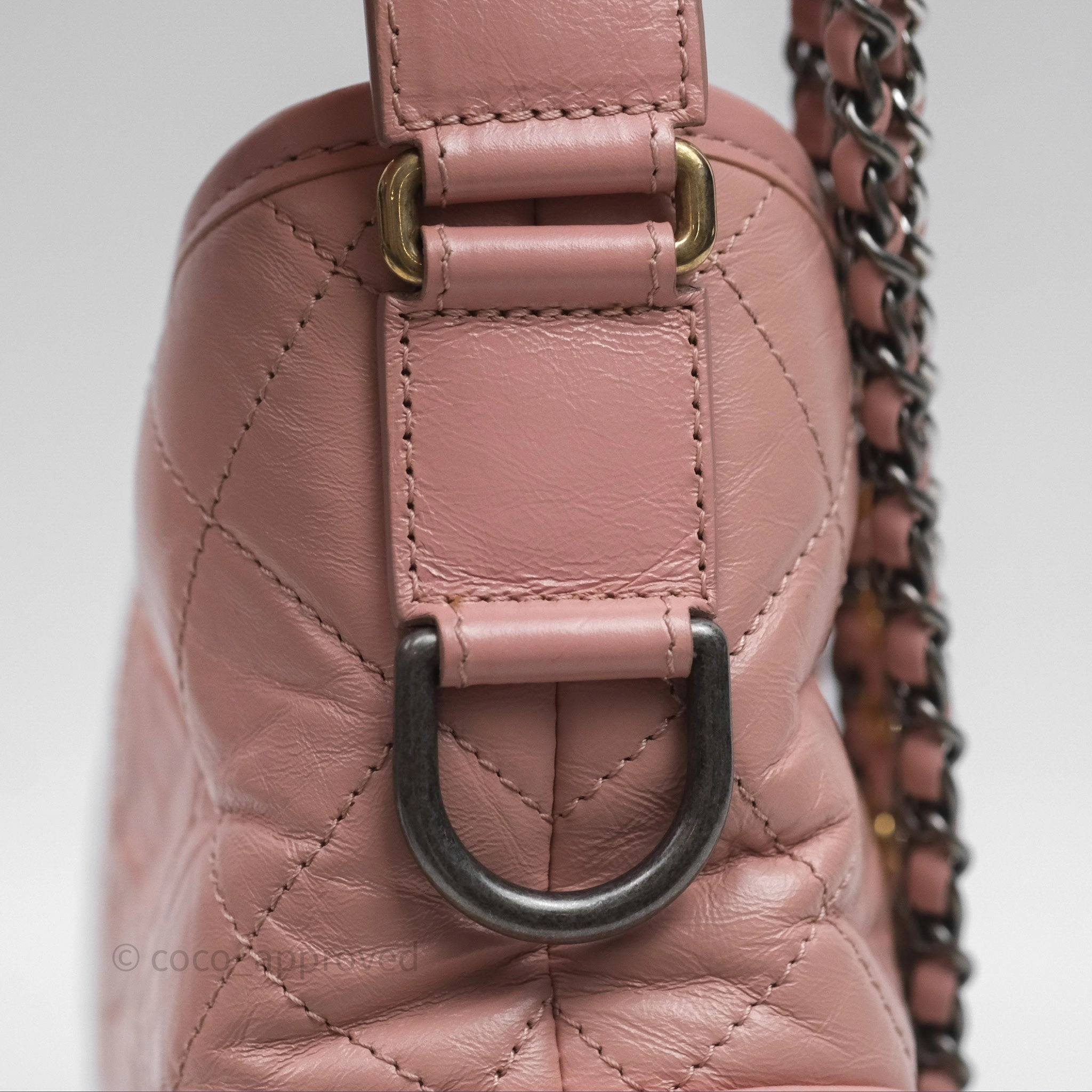 Chanel Small Gabrielle Hobo Quilted Pink Aged Calfskin