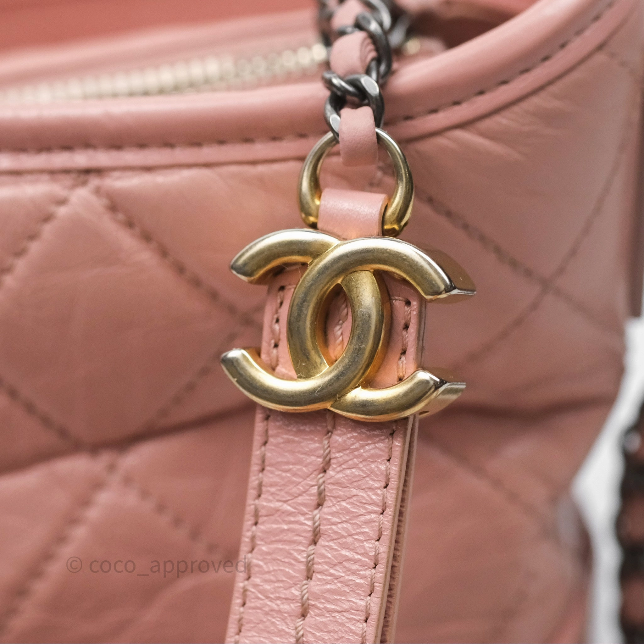 Chanel Small Gabrielle Hobo Quilted Pink Aged Calfskin