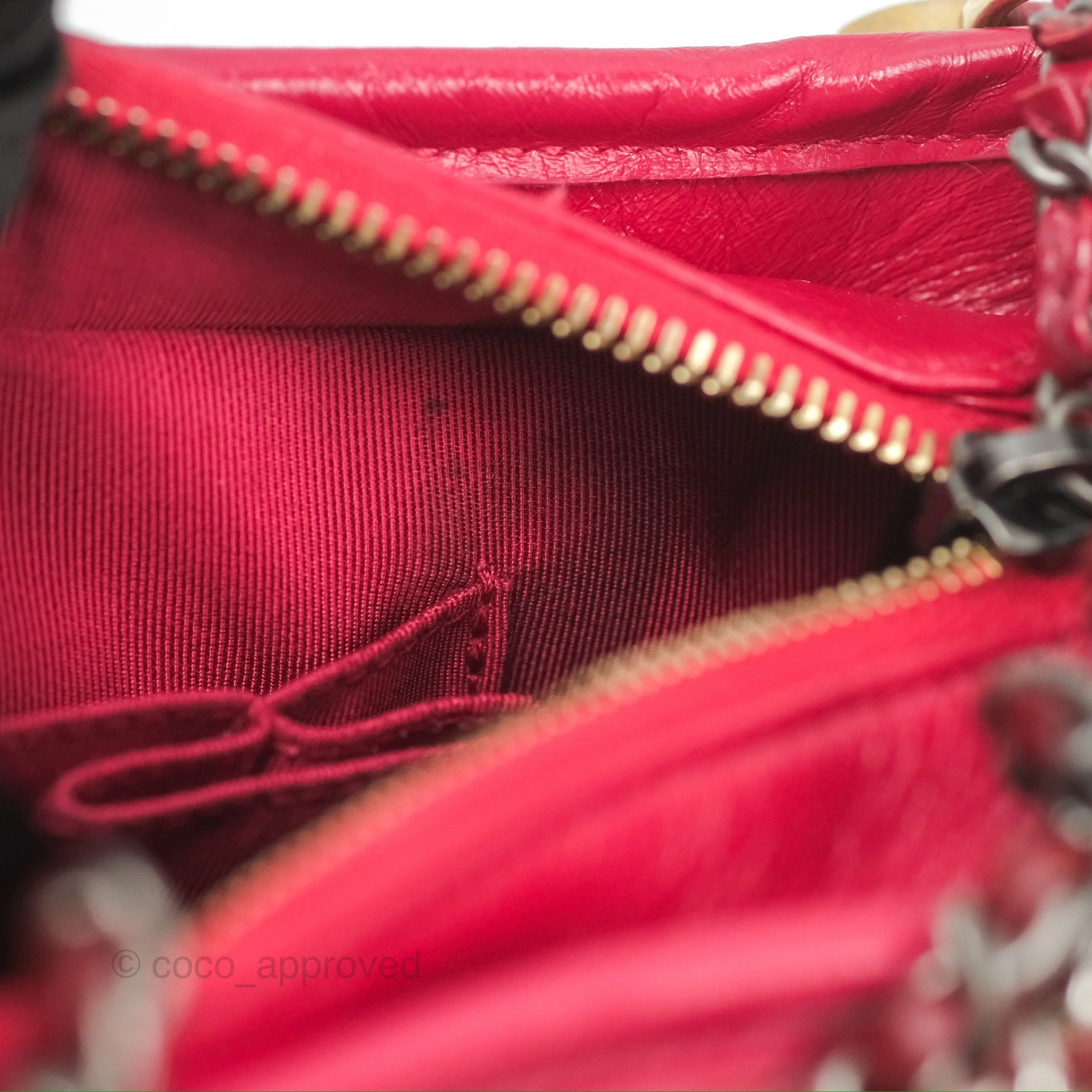 Chanel Small Gabrielle Hobo Quilted Red Velvet Aged Calfskin