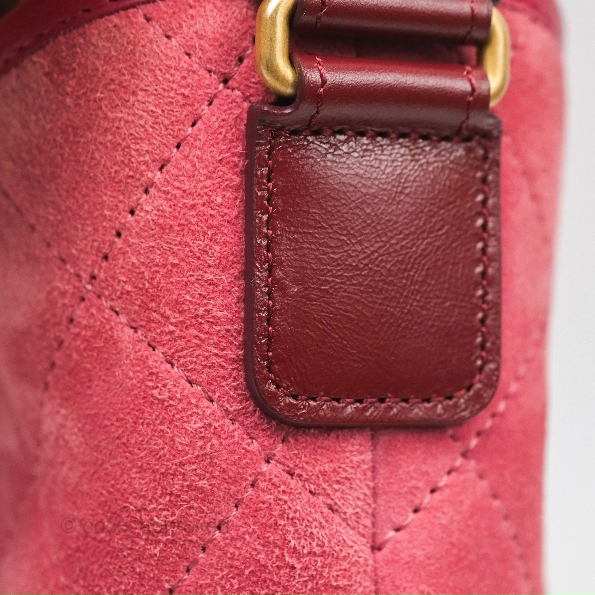 Chanel Small Gabrielle Hobo Quilted Red Velvet Aged Calfskin