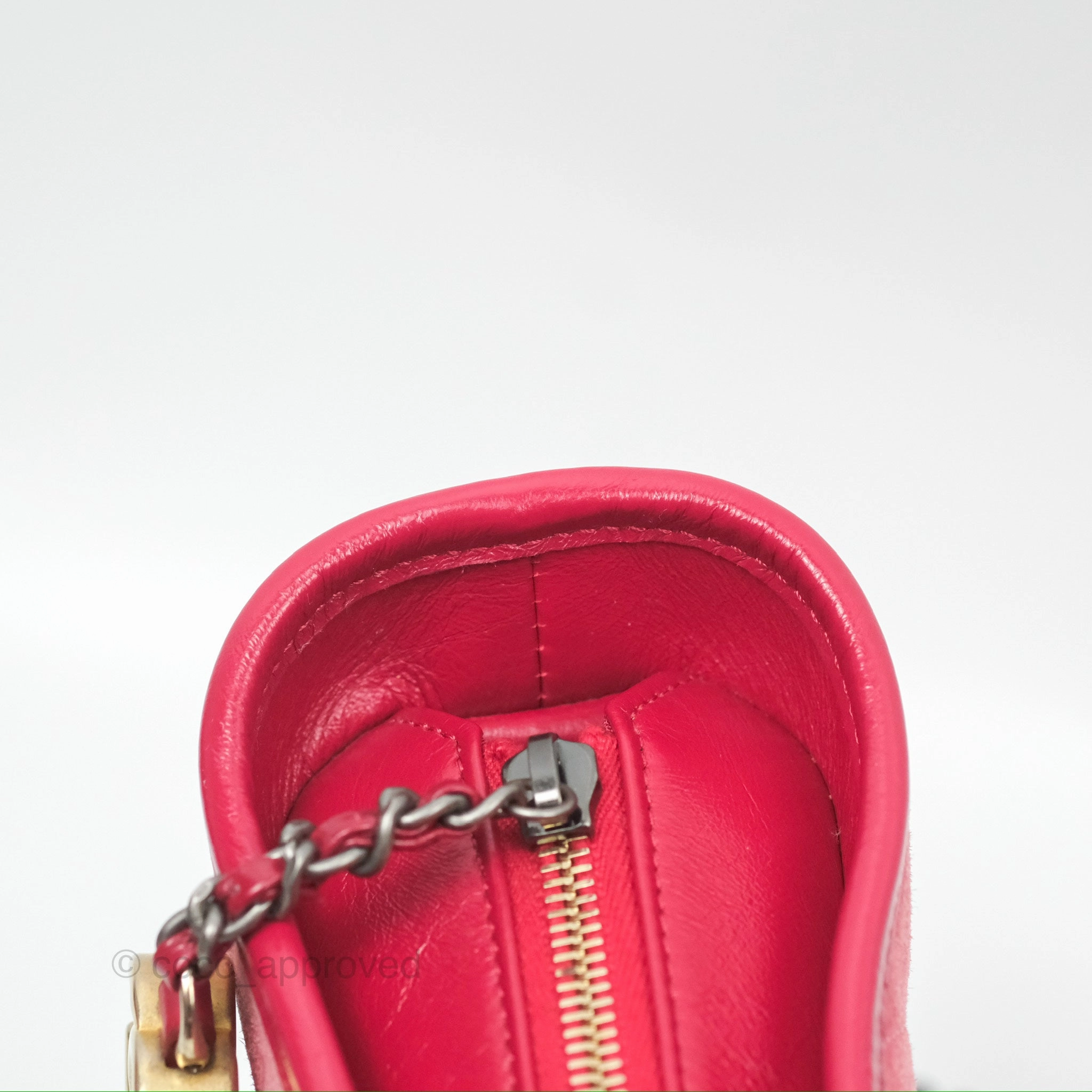 Chanel Small Gabrielle Hobo Quilted Red Velvet Aged Calfskin