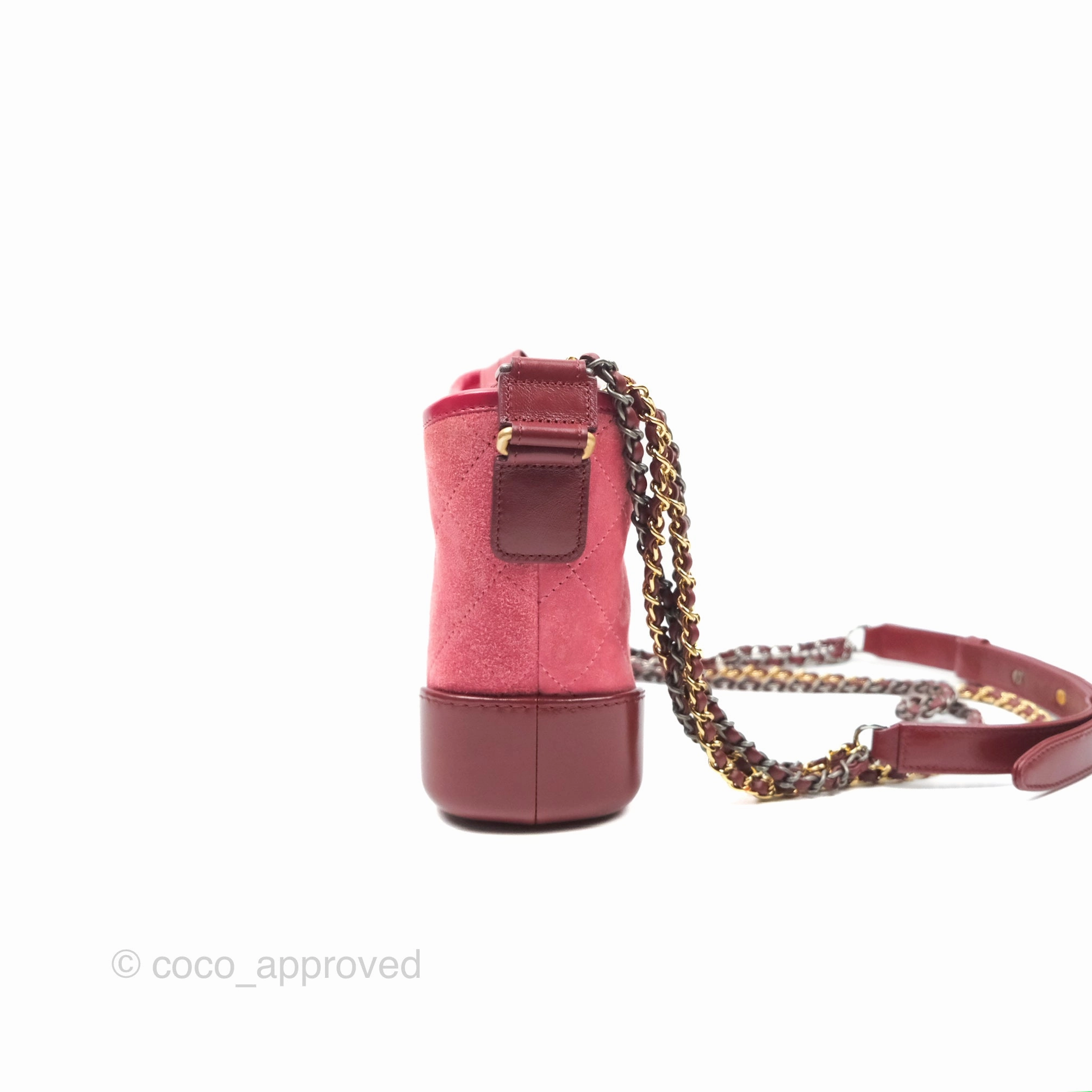 Chanel Small Gabrielle Hobo Quilted Red Velvet Aged Calfskin
