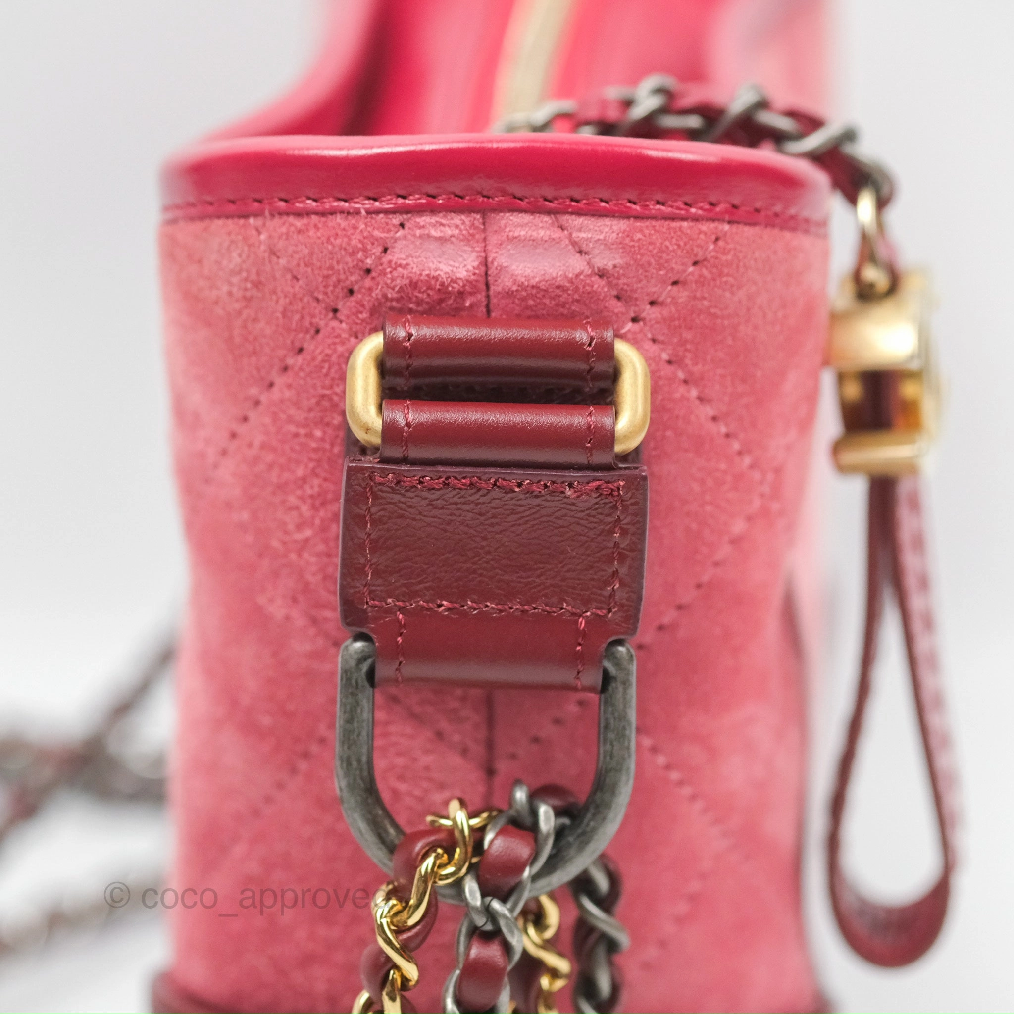 Chanel Small Gabrielle Hobo Quilted Red Velvet Aged Calfskin
