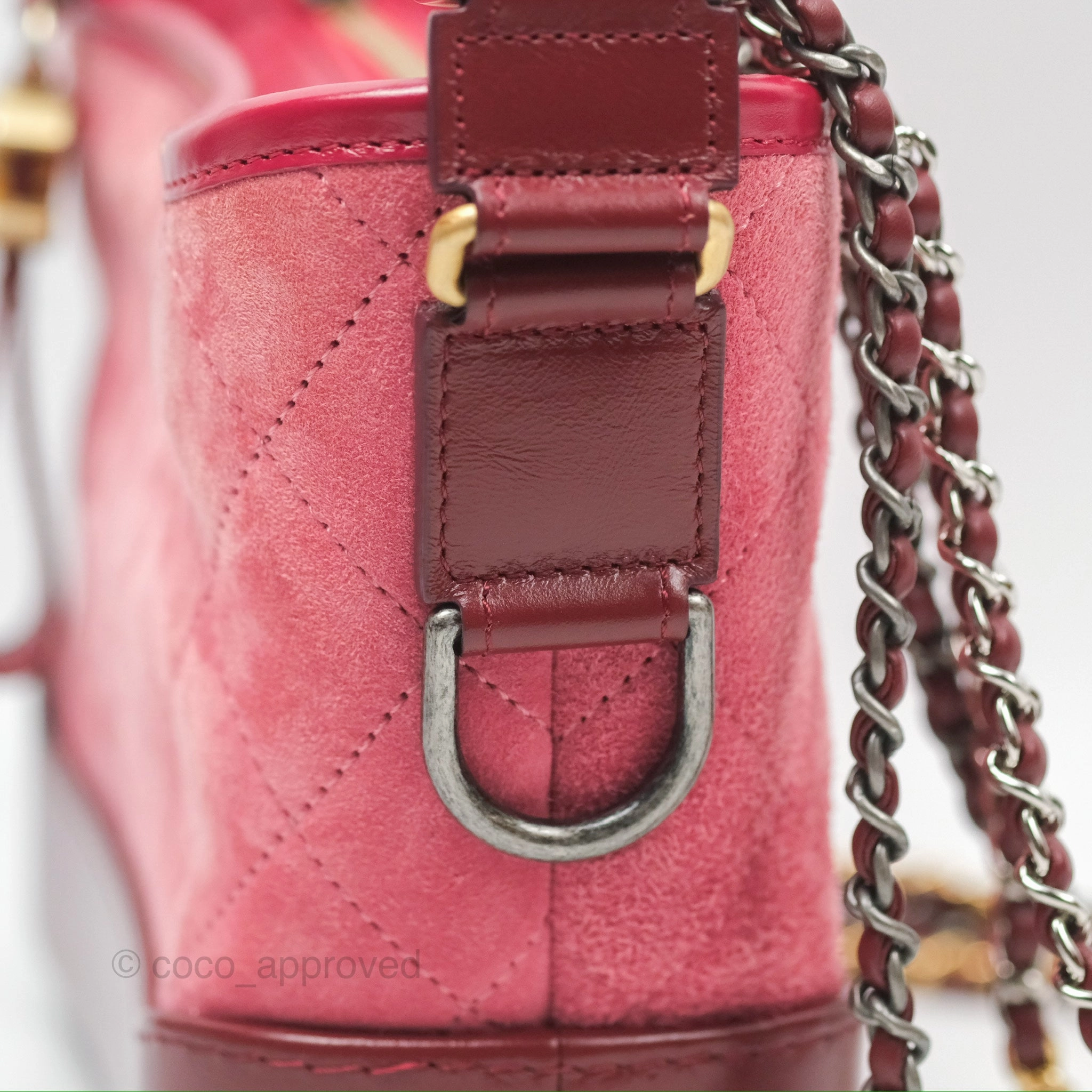Chanel Small Gabrielle Hobo Quilted Red Velvet Aged Calfskin