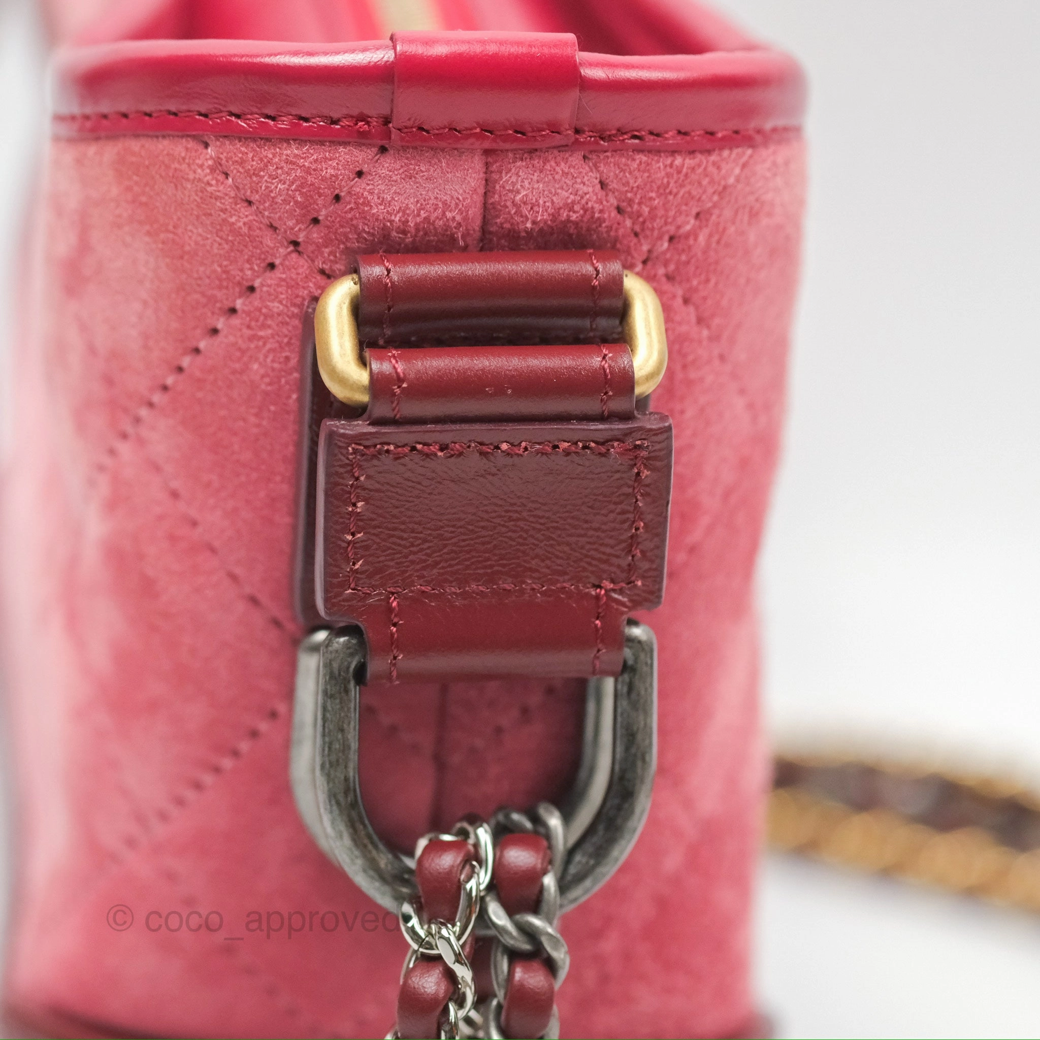 Chanel Small Gabrielle Hobo Quilted Red Velvet Aged Calfskin