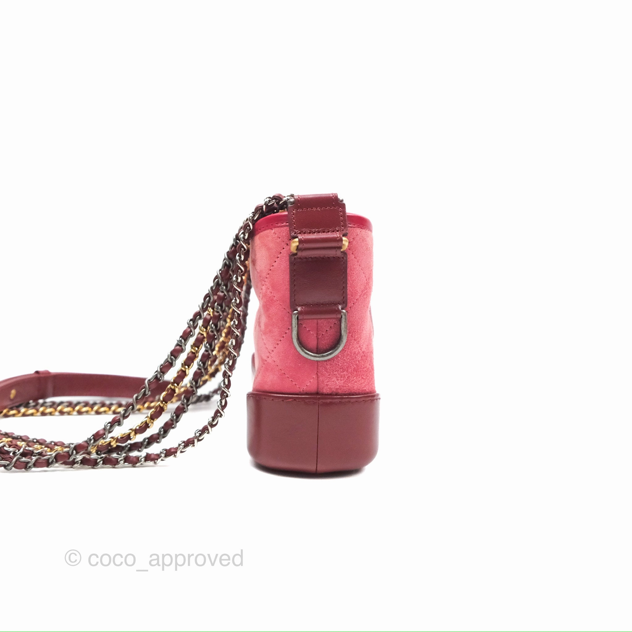 Chanel Small Gabrielle Hobo Quilted Red Velvet Aged Calfskin