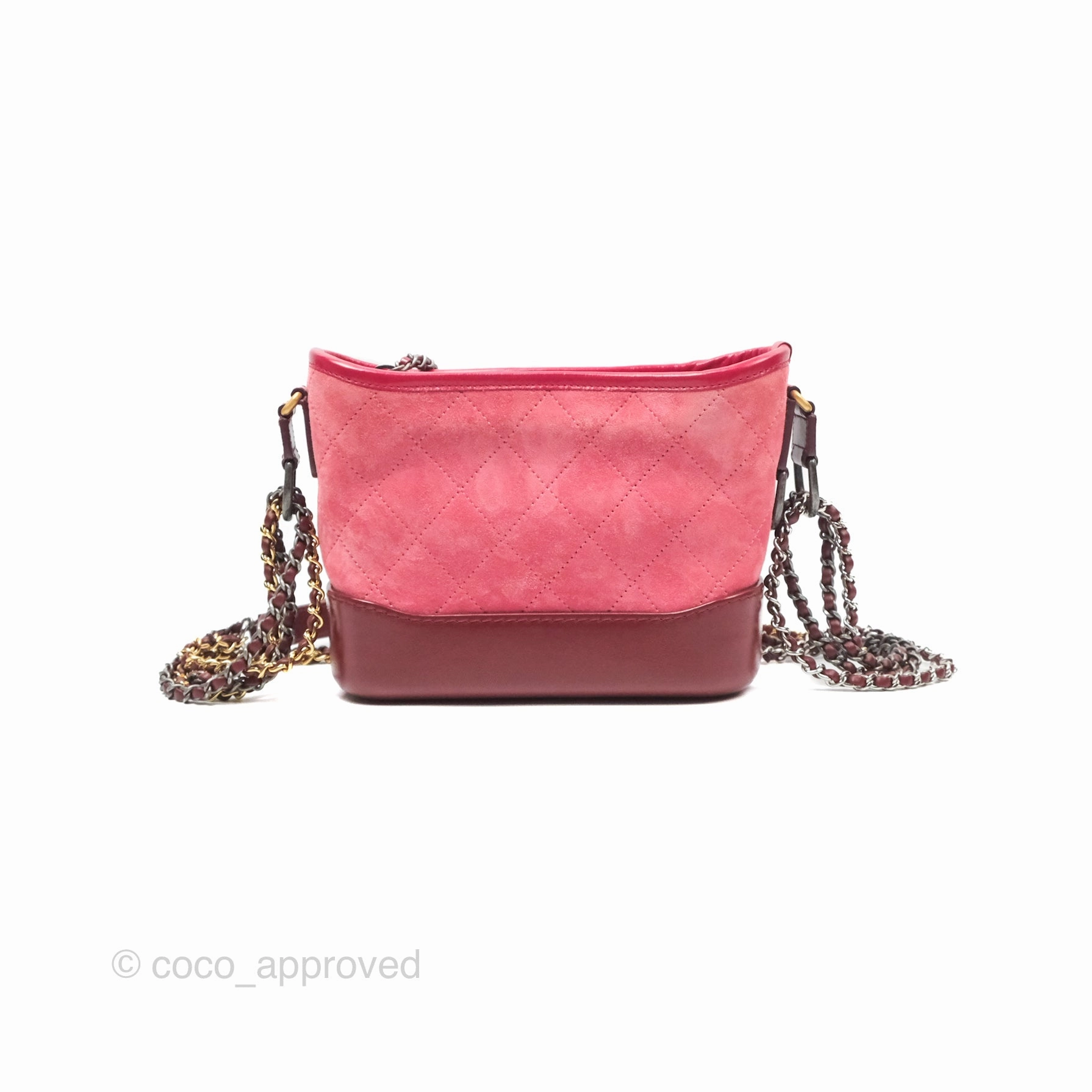Chanel Small Gabrielle Hobo Quilted Red Velvet Aged Calfskin