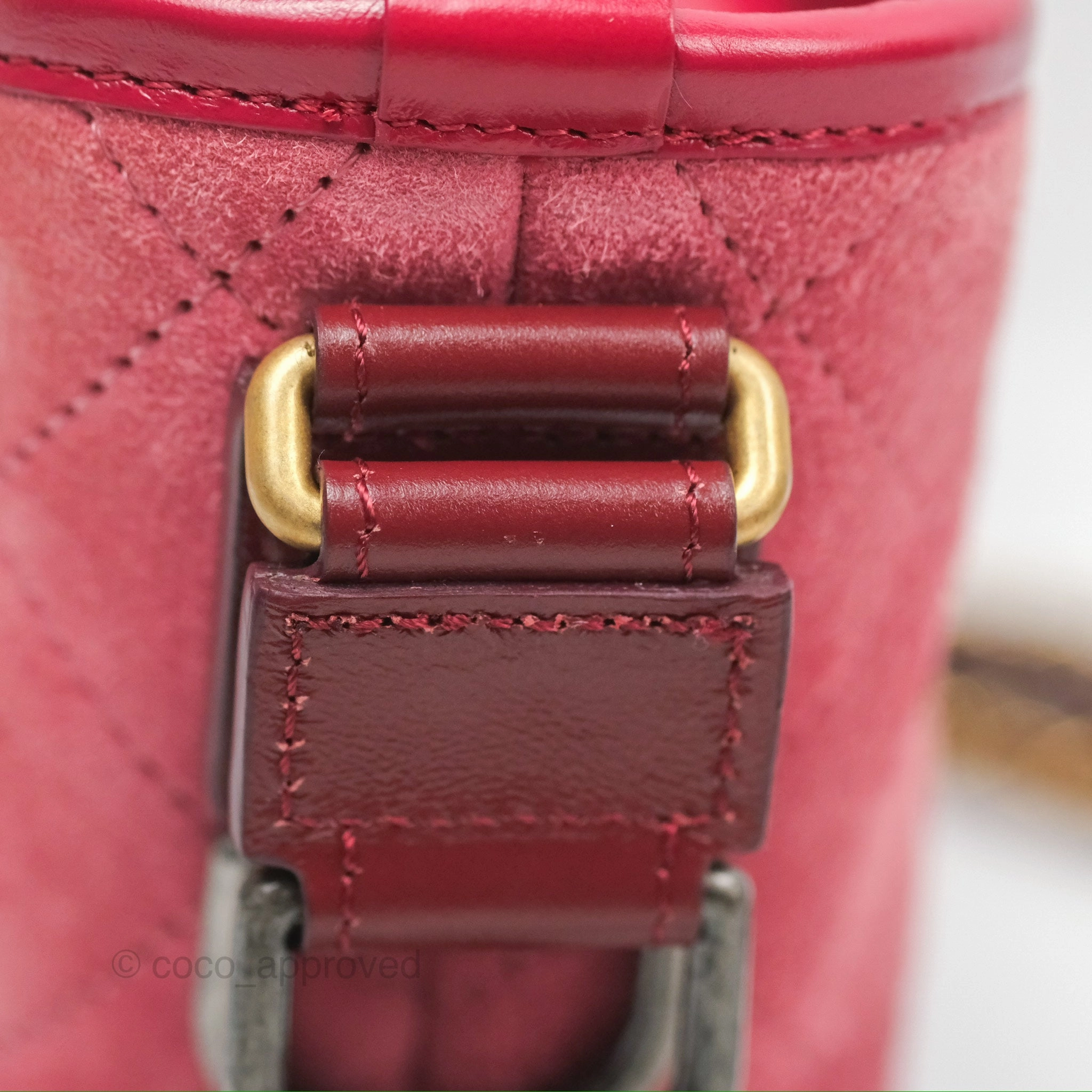 Chanel Small Gabrielle Hobo Quilted Red Velvet Aged Calfskin