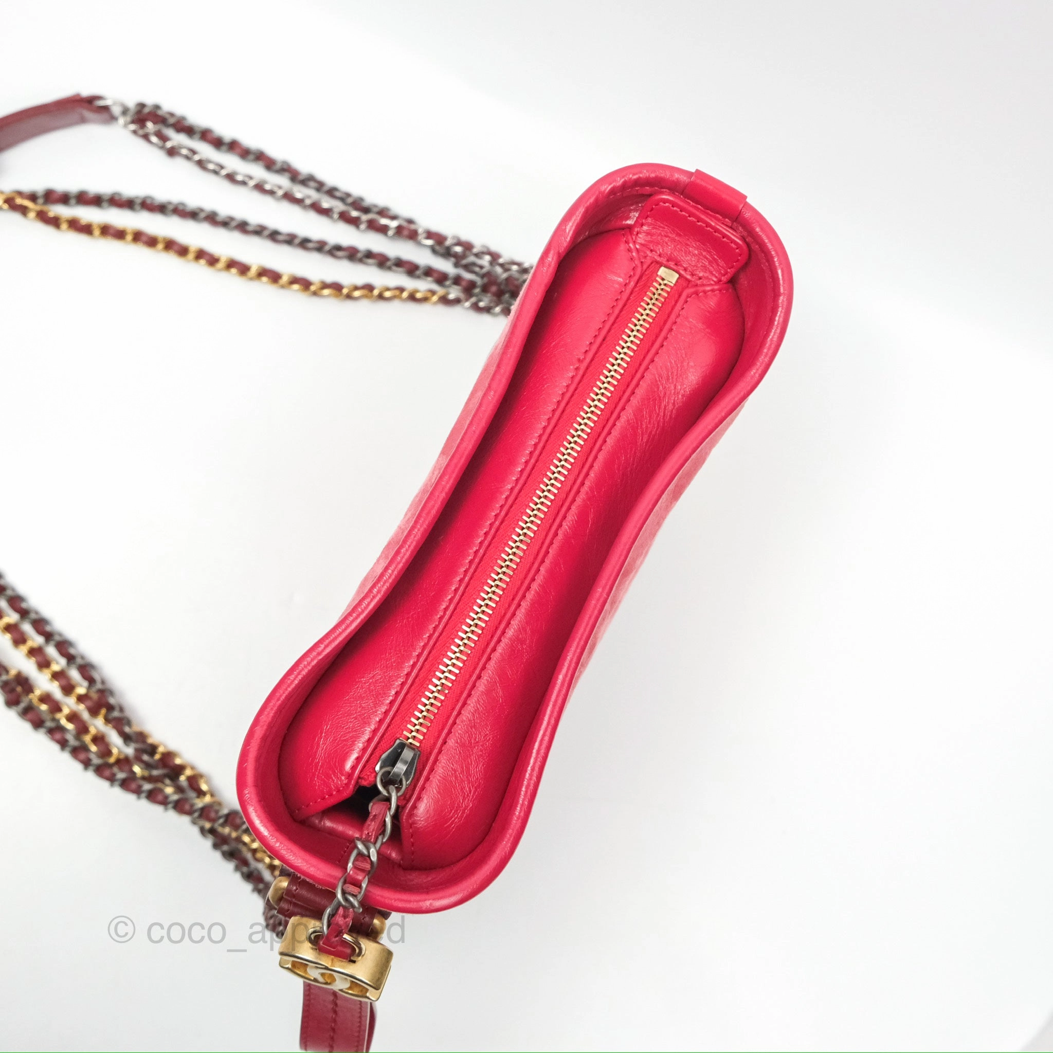 Chanel Small Gabrielle Hobo Quilted Red Velvet Aged Calfskin