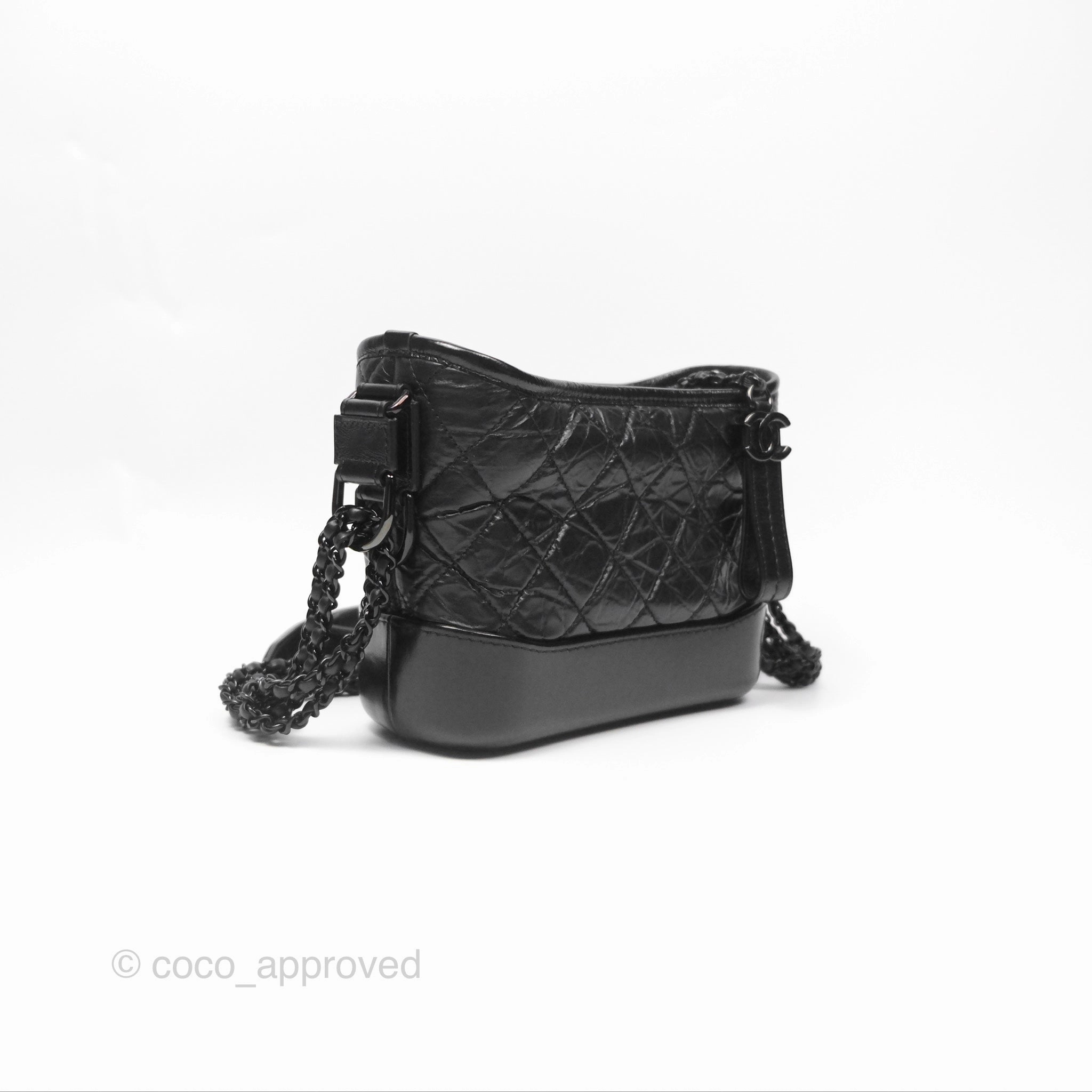 Chanel Small Gabrielle Hobo Quilted So Black Aged Calfskin