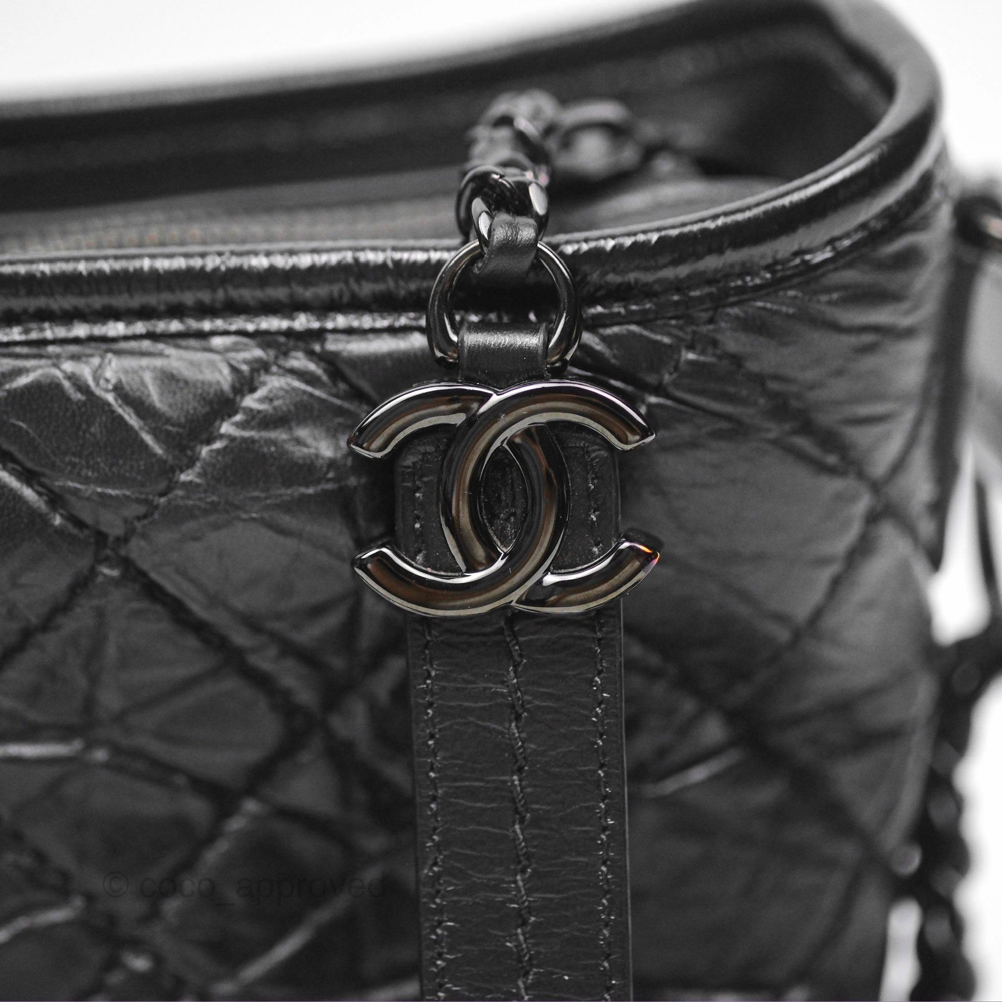 Chanel Small Gabrielle Hobo Quilted So Black Aged Calfskin