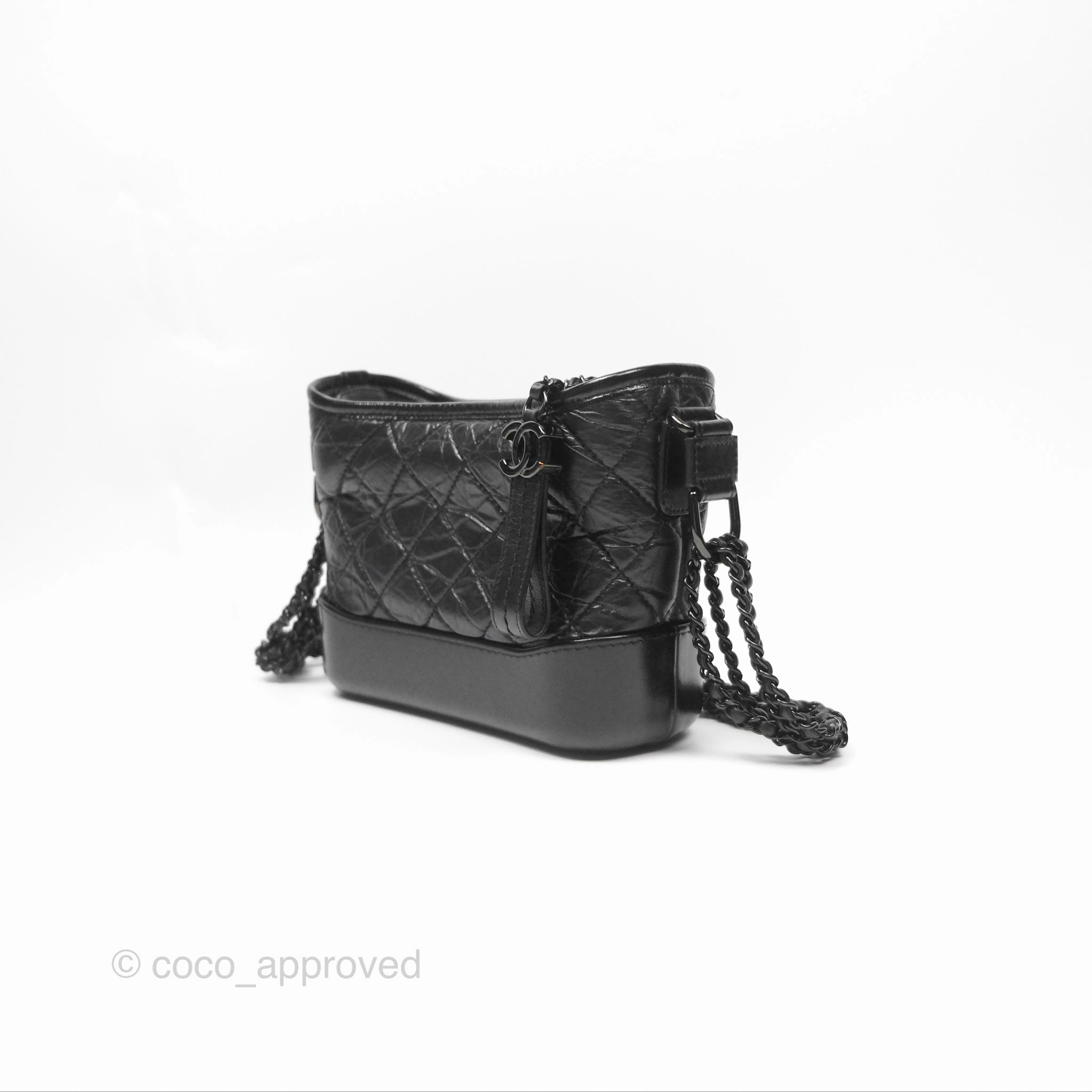 Chanel Small Gabrielle Hobo Quilted So Black Aged Calfskin