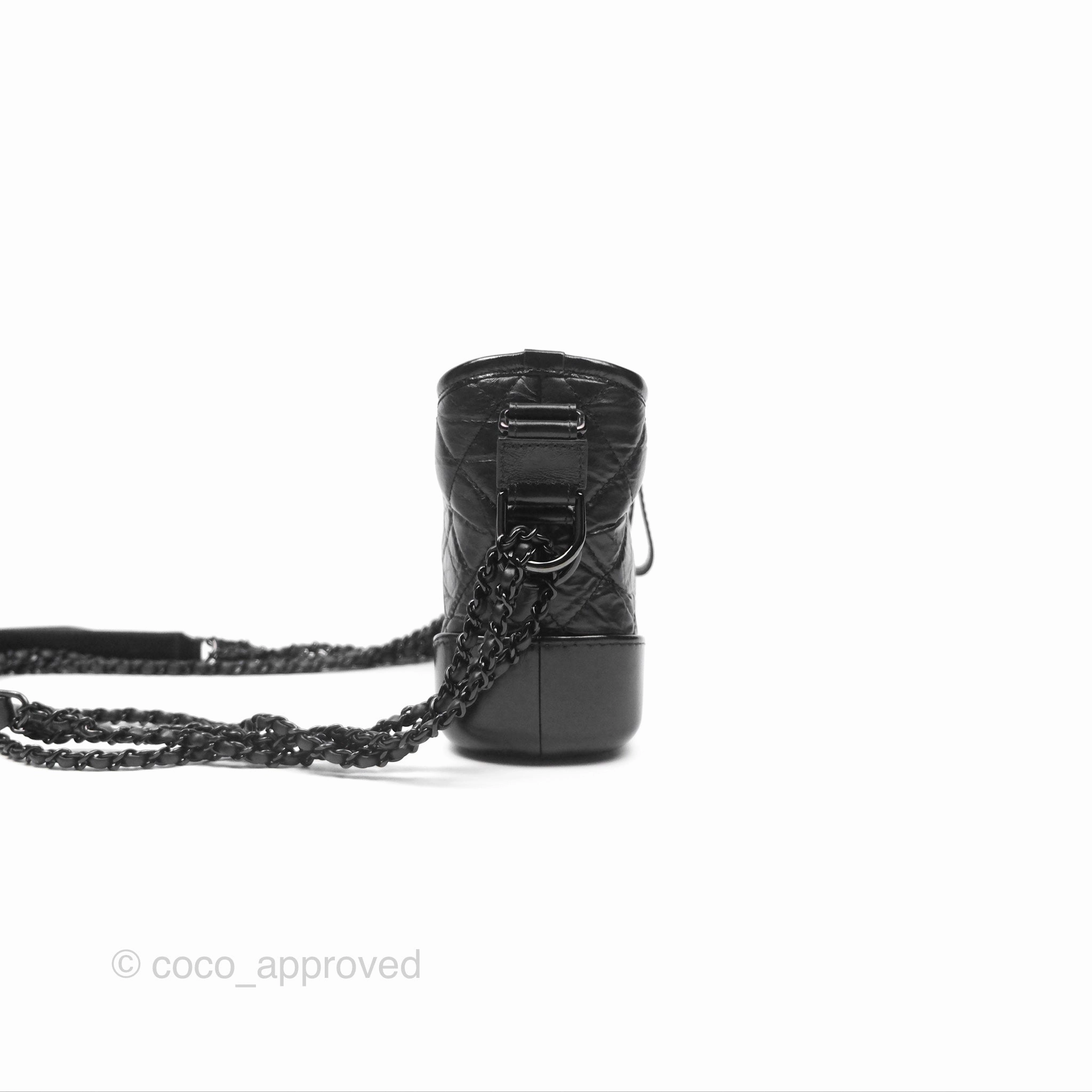 Chanel Small Gabrielle Hobo Quilted So Black Aged Calfskin