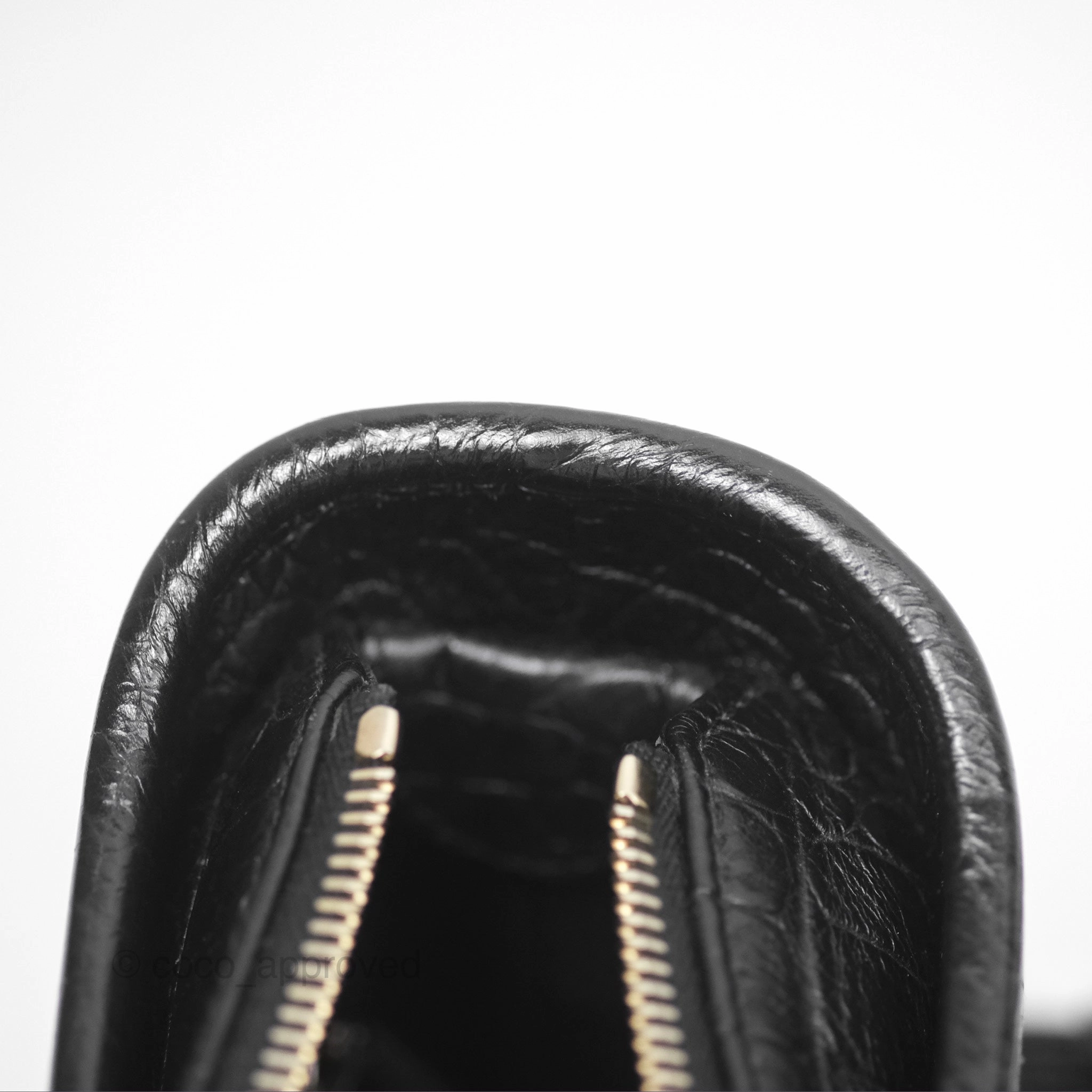 Chanel Small Gabrielle Hobo with Logo Handle Quilted Black Croc Embossed Calfskin