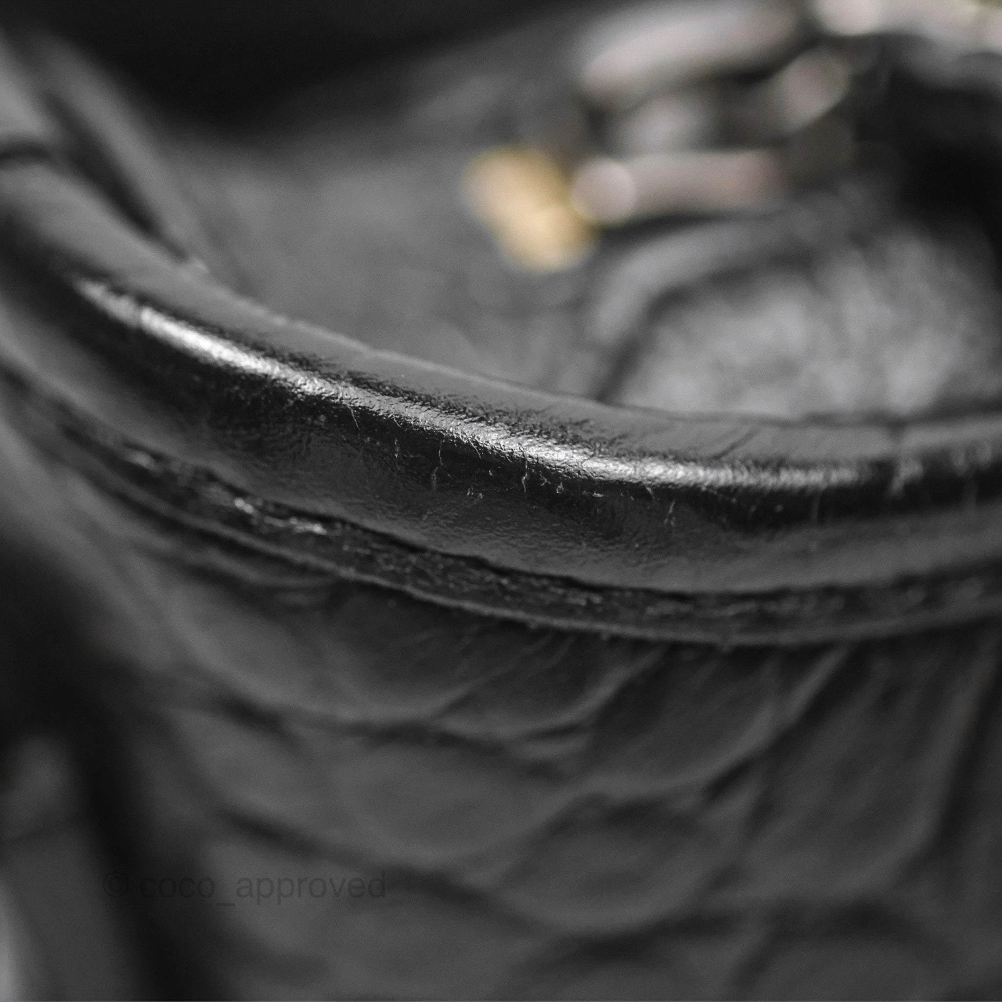 Chanel Small Gabrielle Hobo with Logo Handle Quilted Black Croc Embossed Calfskin