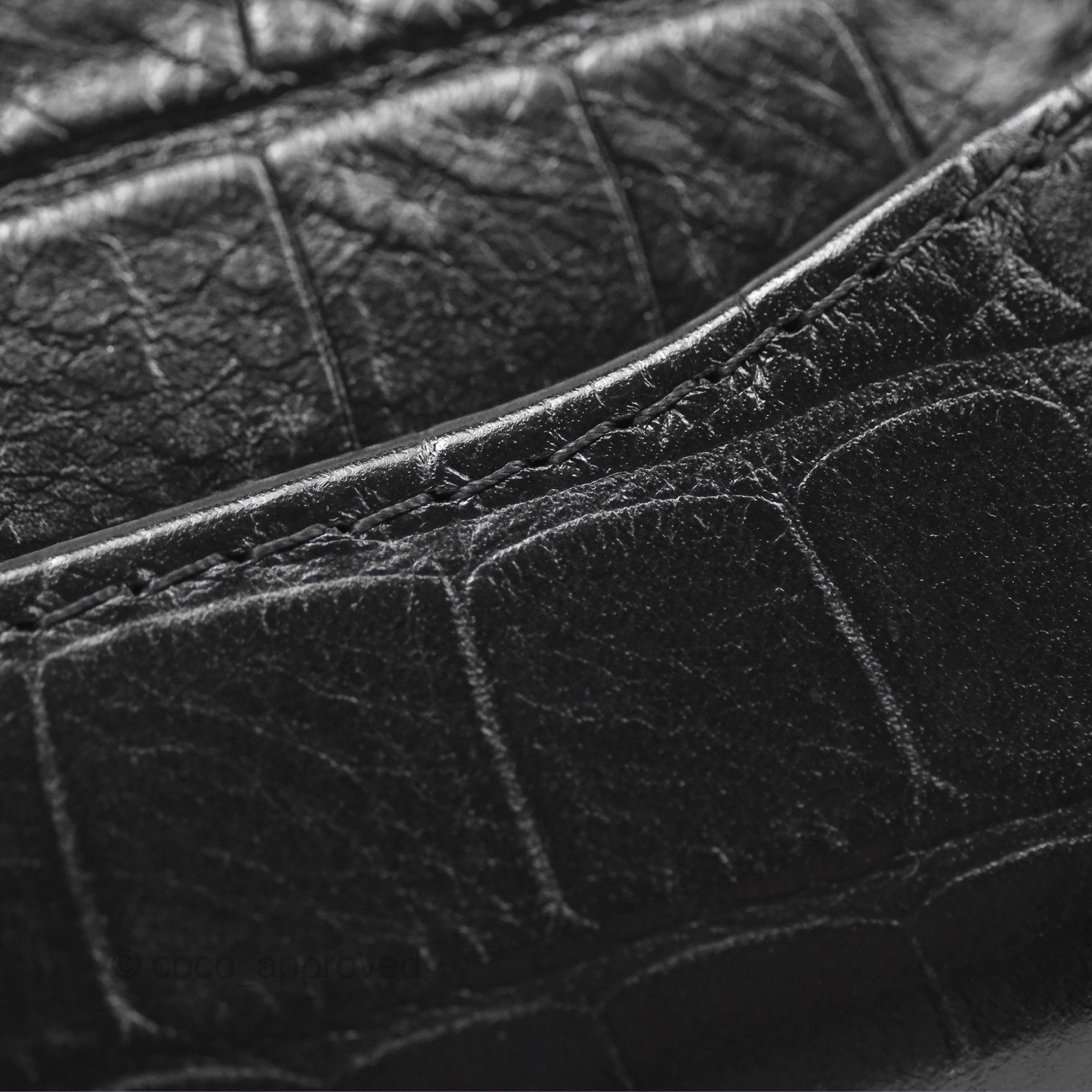 Chanel Small Gabrielle Hobo with Logo Handle Quilted Black Croc Embossed Calfskin