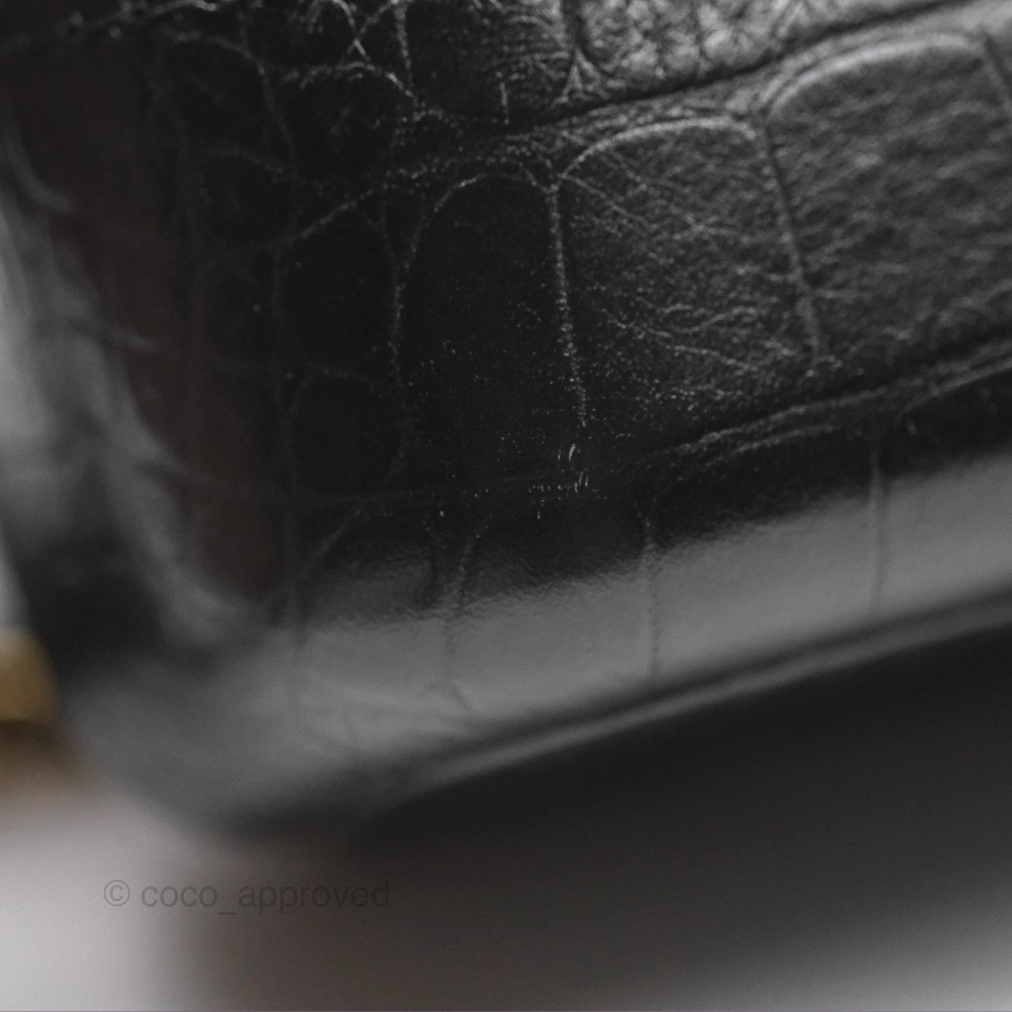 Chanel Small Gabrielle Hobo with Logo Handle Quilted Black Croc Embossed Calfskin