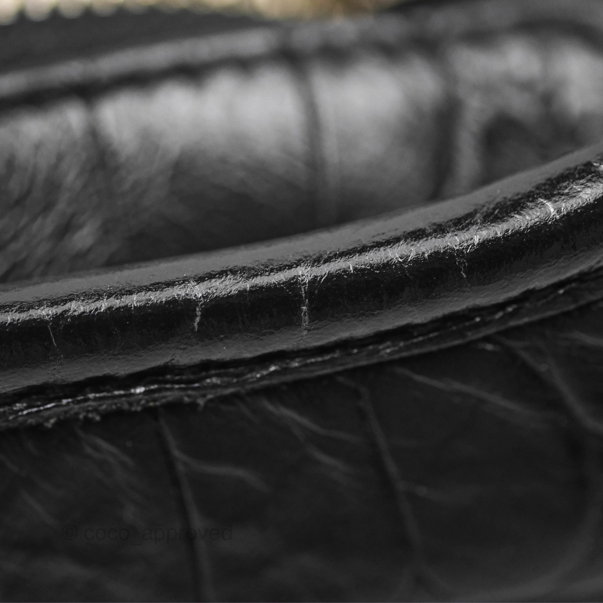 Chanel Small Gabrielle Hobo with Logo Handle Quilted Black Croc Embossed Calfskin