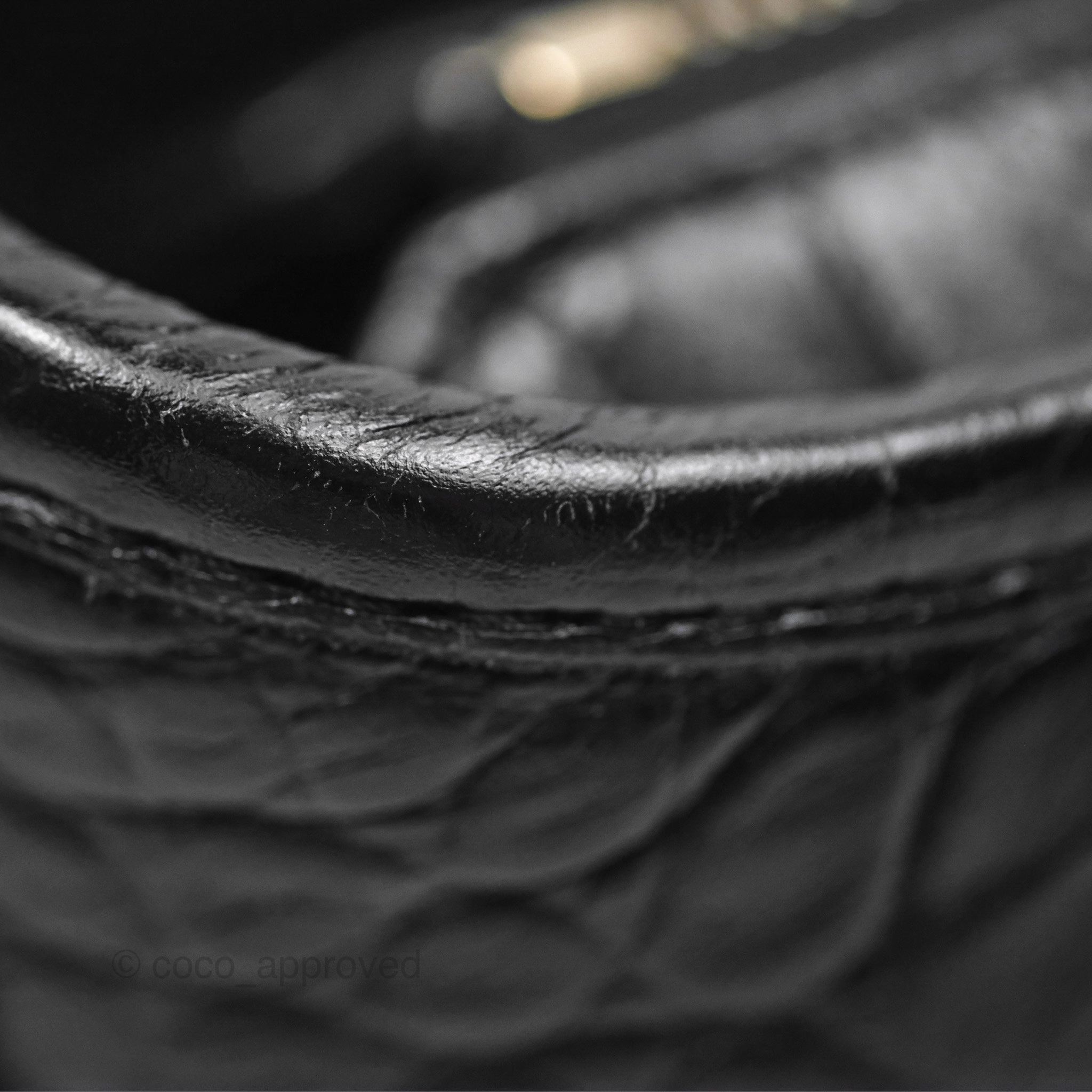 Chanel Small Gabrielle Hobo with Logo Handle Quilted Black Croc Embossed Calfskin