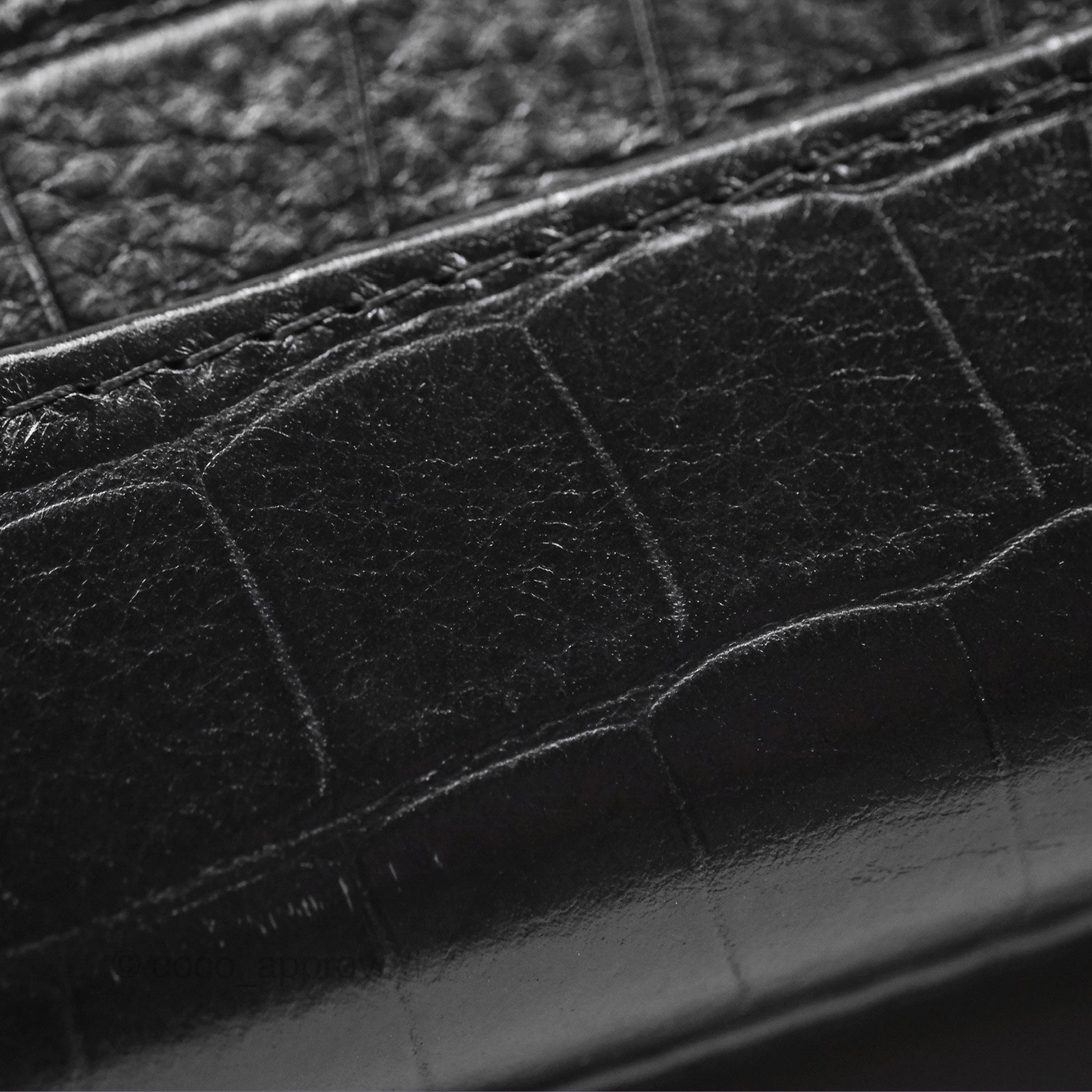Chanel Small Gabrielle Hobo with Logo Handle Quilted Black Croc Embossed Calfskin
