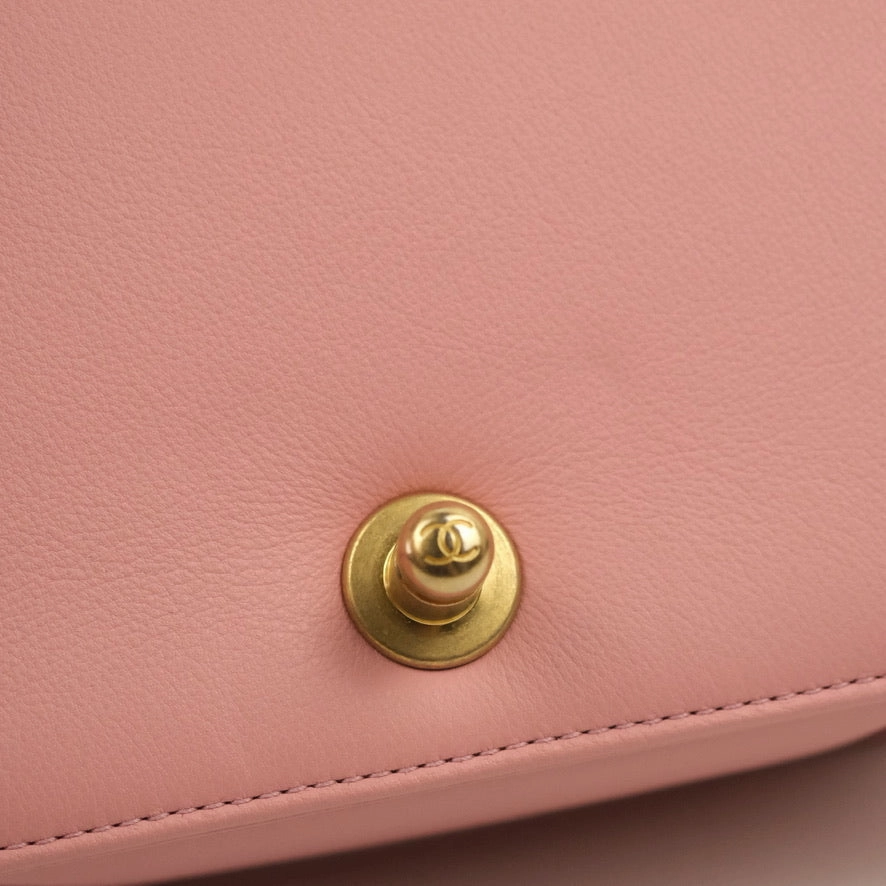 Chanel Small Quilted Boy Pink Calfskin Aged Gold Hardware