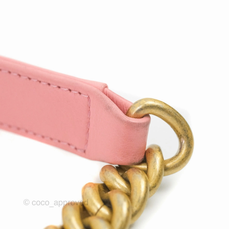 Chanel Small Quilted Boy Pink Calfskin Aged Gold Hardware