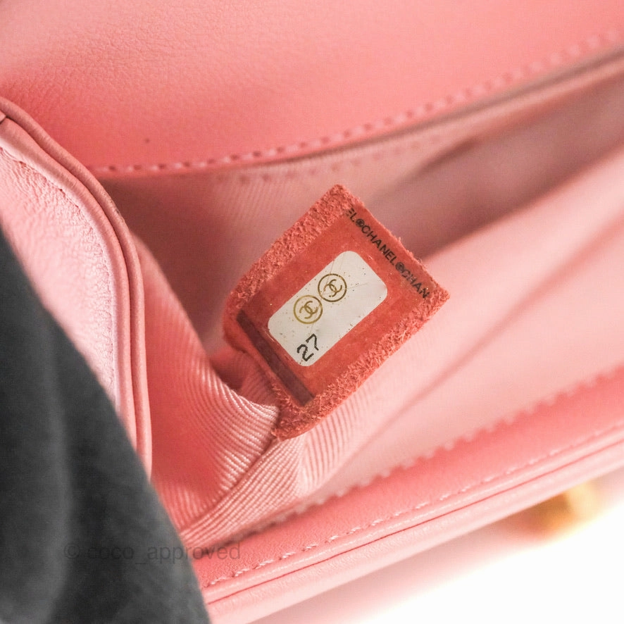 Chanel Small Quilted Boy Pink Calfskin Aged Gold Hardware
