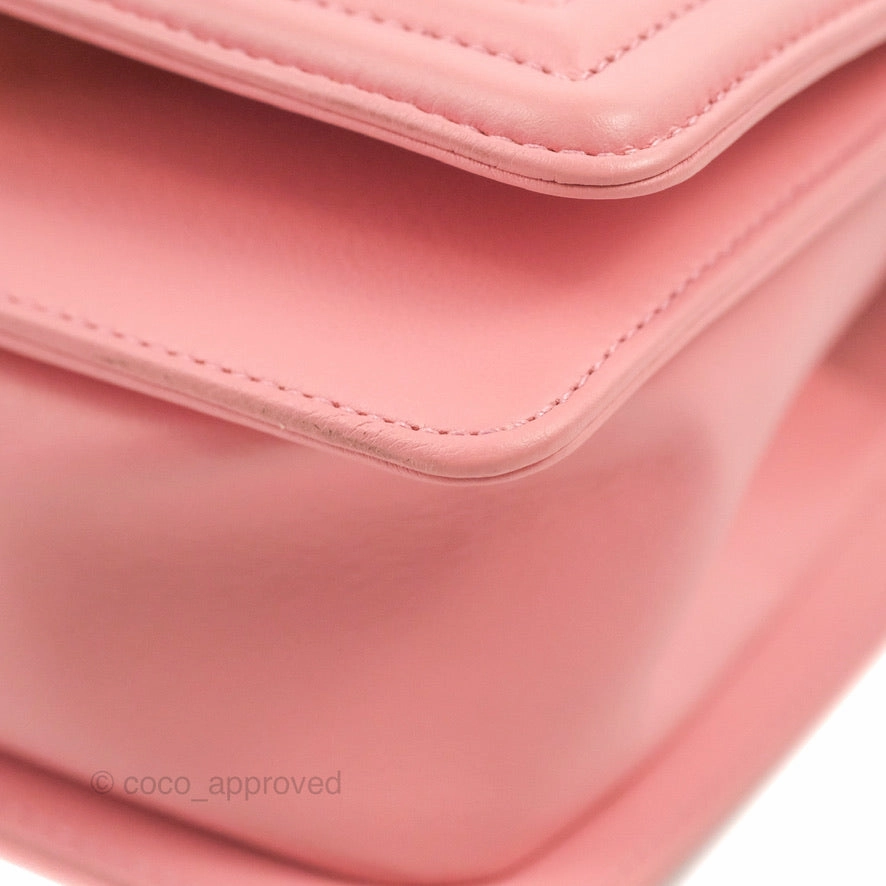 Chanel Small Quilted Boy Pink Calfskin Aged Gold Hardware