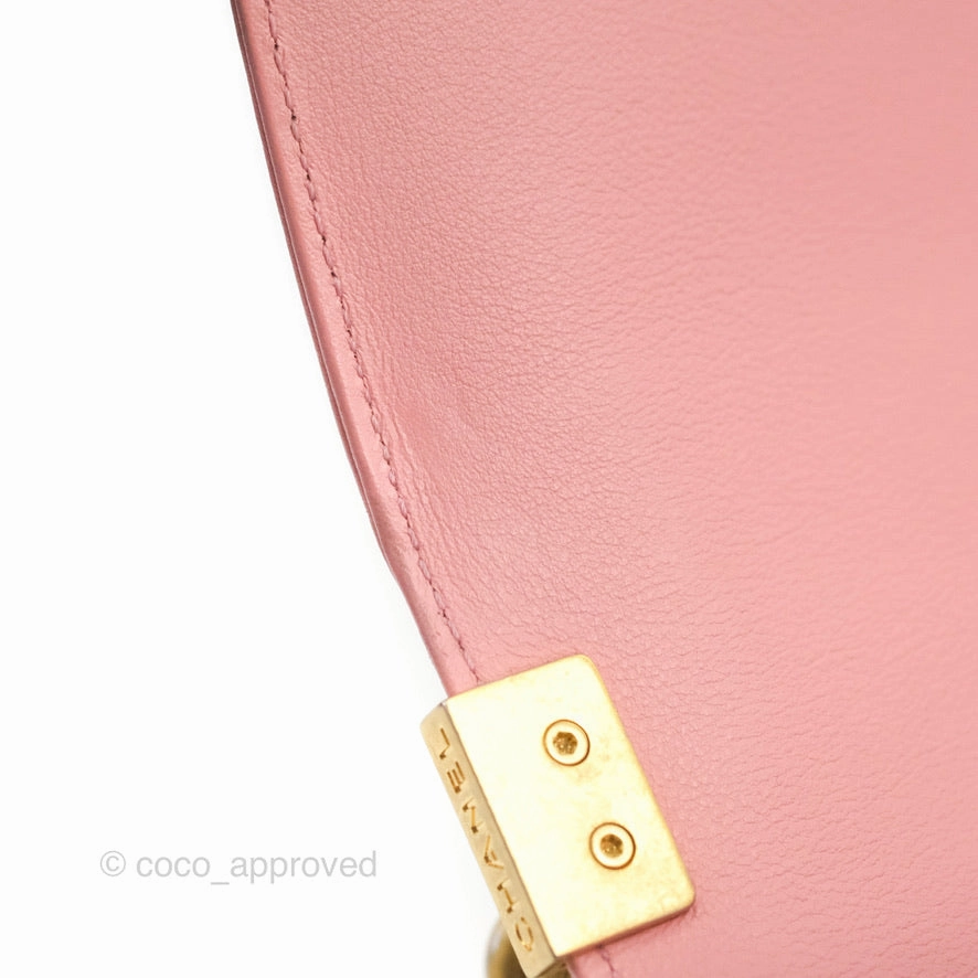 Chanel Small Quilted Boy Pink Calfskin Aged Gold Hardware