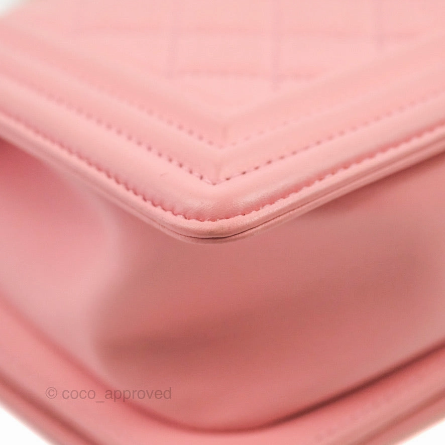 Chanel Small Quilted Boy Pink Calfskin Aged Gold Hardware