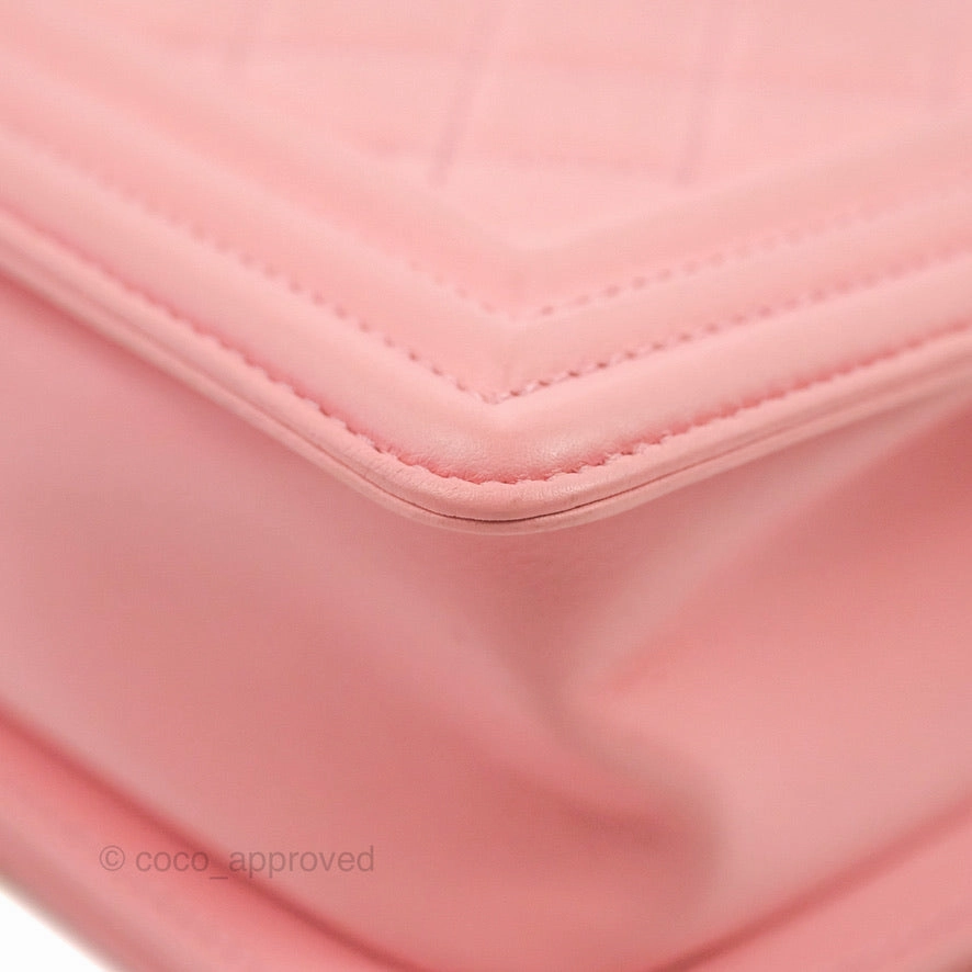 Chanel Small Quilted Boy Pink Calfskin Aged Gold Hardware
