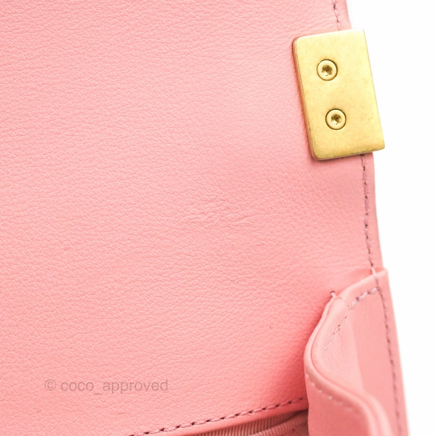 Chanel Small Quilted Boy Pink Calfskin Aged Gold Hardware