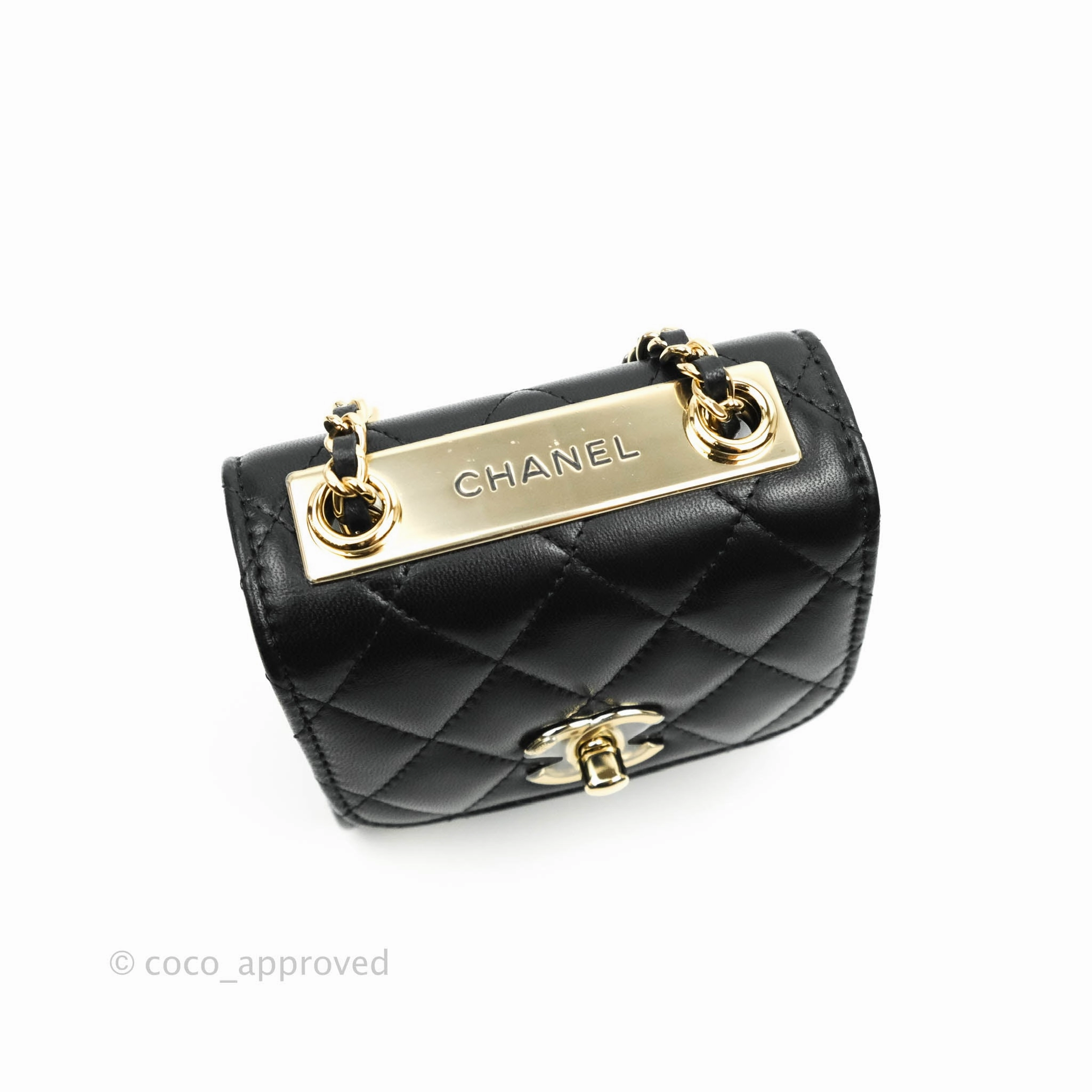 Chanel Small Quilted Trendy CC Clutch With Chain Black Lambskin Gold Hardware