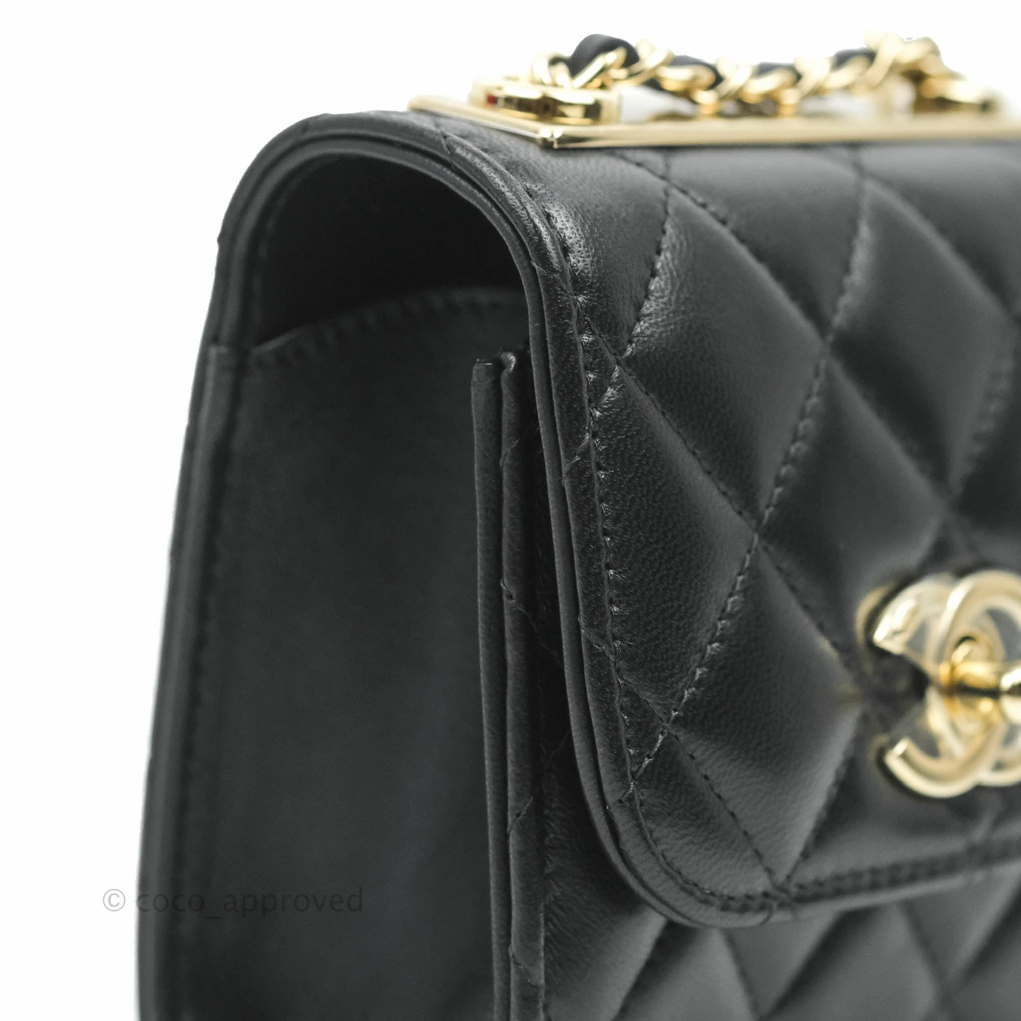 Chanel Small Quilted Trendy CC Clutch With Chain Black Lambskin Gold Hardware