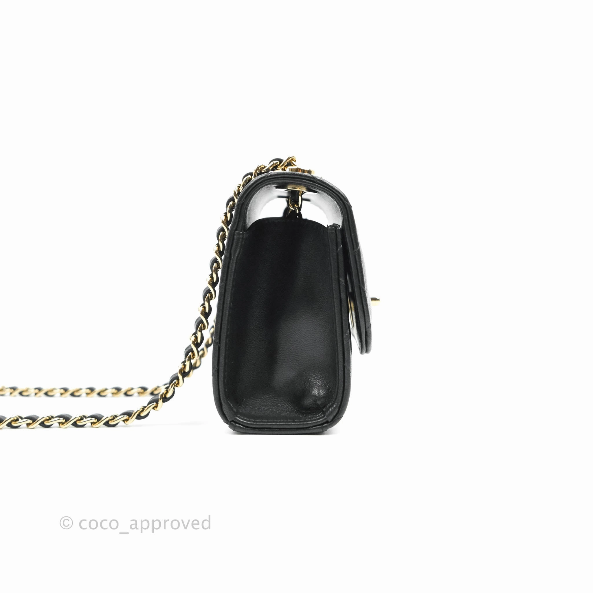 Chanel Small Quilted Trendy CC Clutch With Chain Black Lambskin Gold Hardware