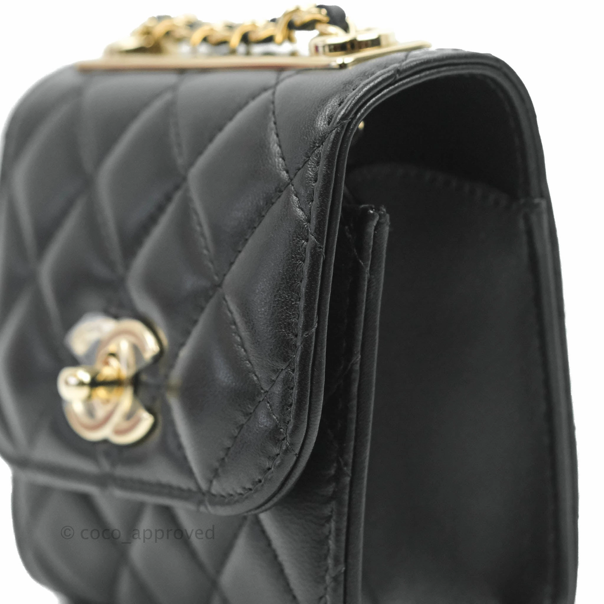 Chanel Small Quilted Trendy CC Clutch With Chain Black Lambskin Gold Hardware