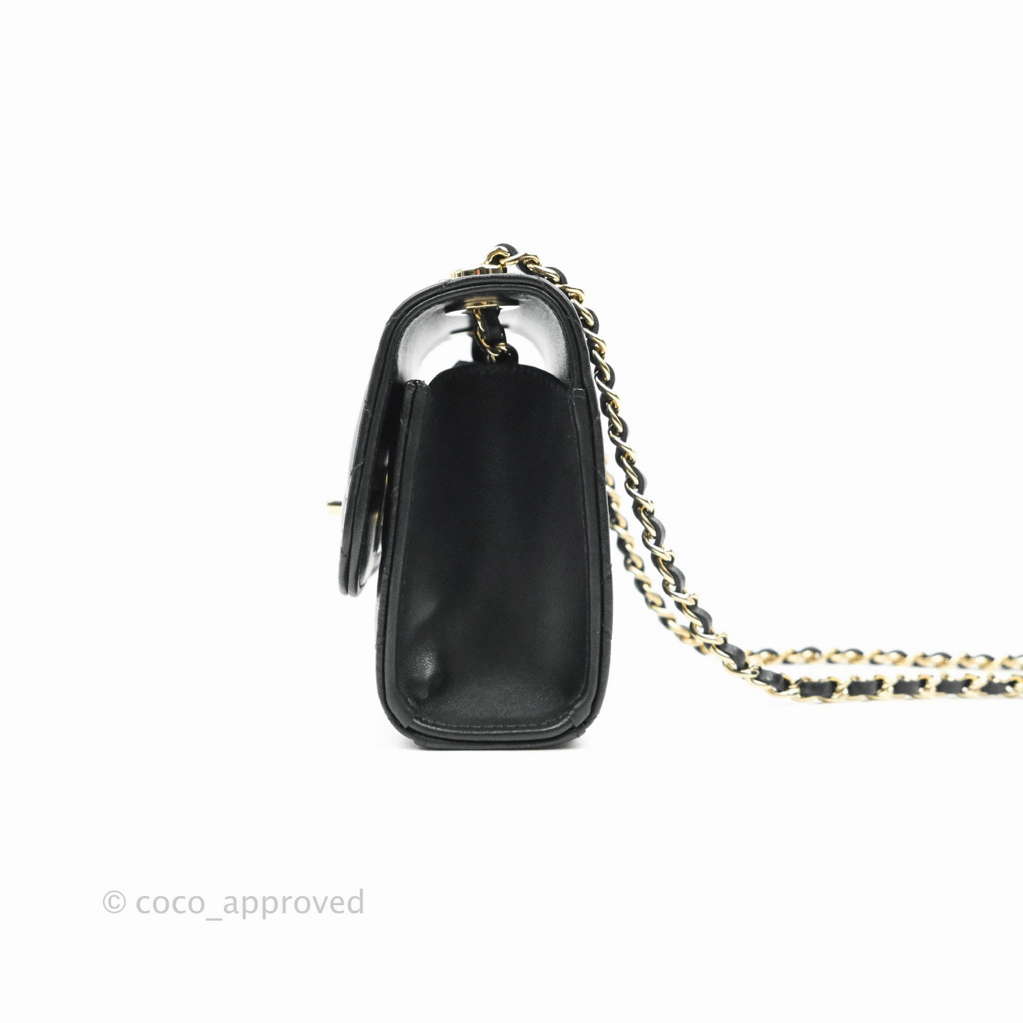 Chanel Small Quilted Trendy CC Clutch With Chain Black Lambskin Gold Hardware