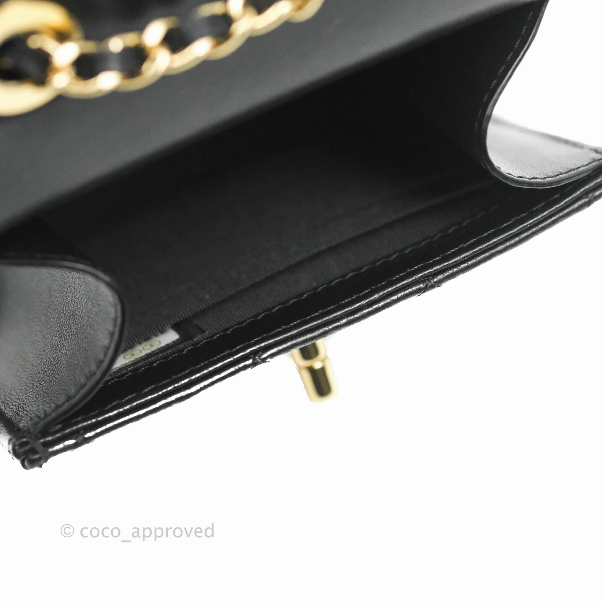 Chanel Small Quilted Trendy CC Clutch With Chain Black Lambskin Gold Hardware