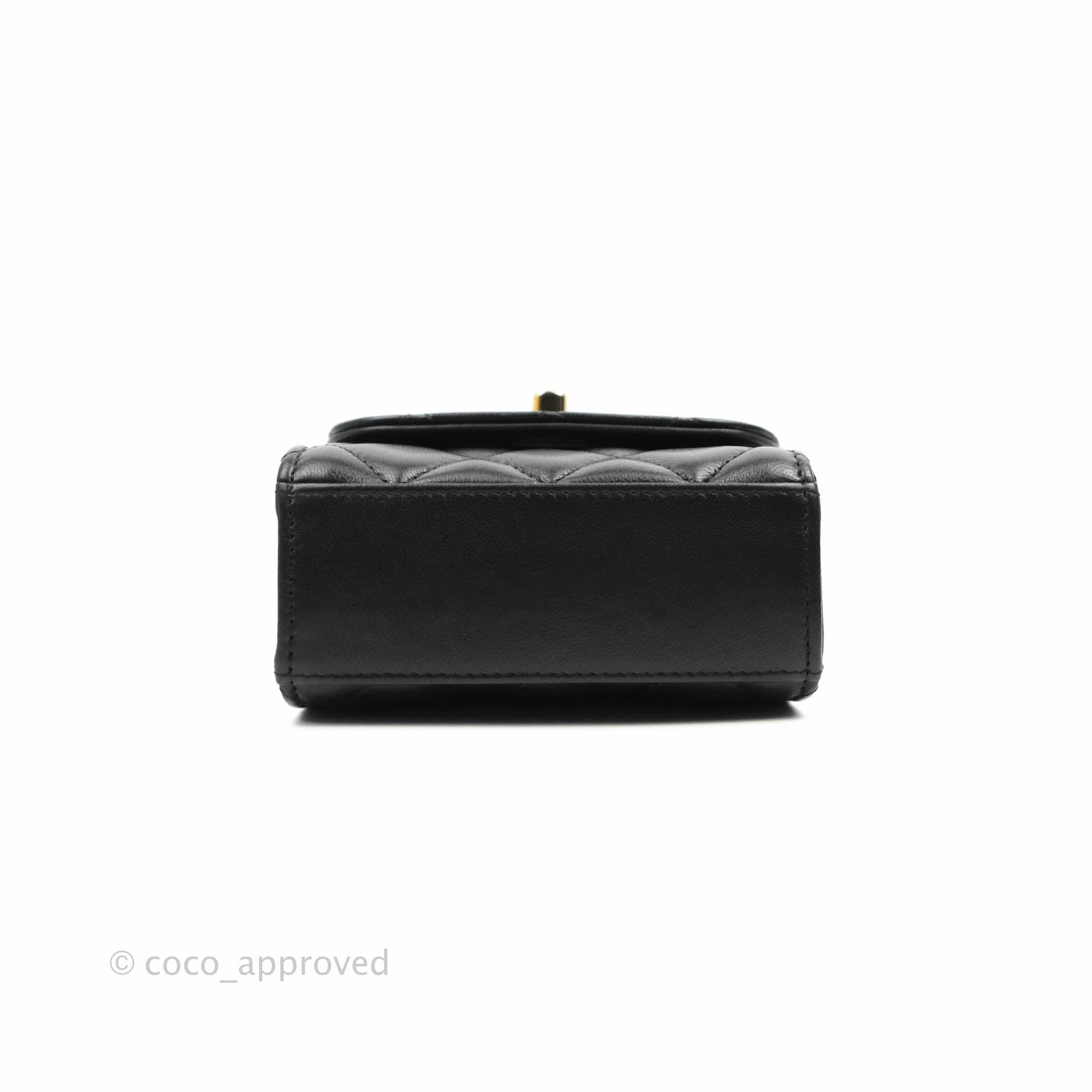 Chanel Small Quilted Trendy CC Clutch With Chain Black Lambskin Gold Hardware