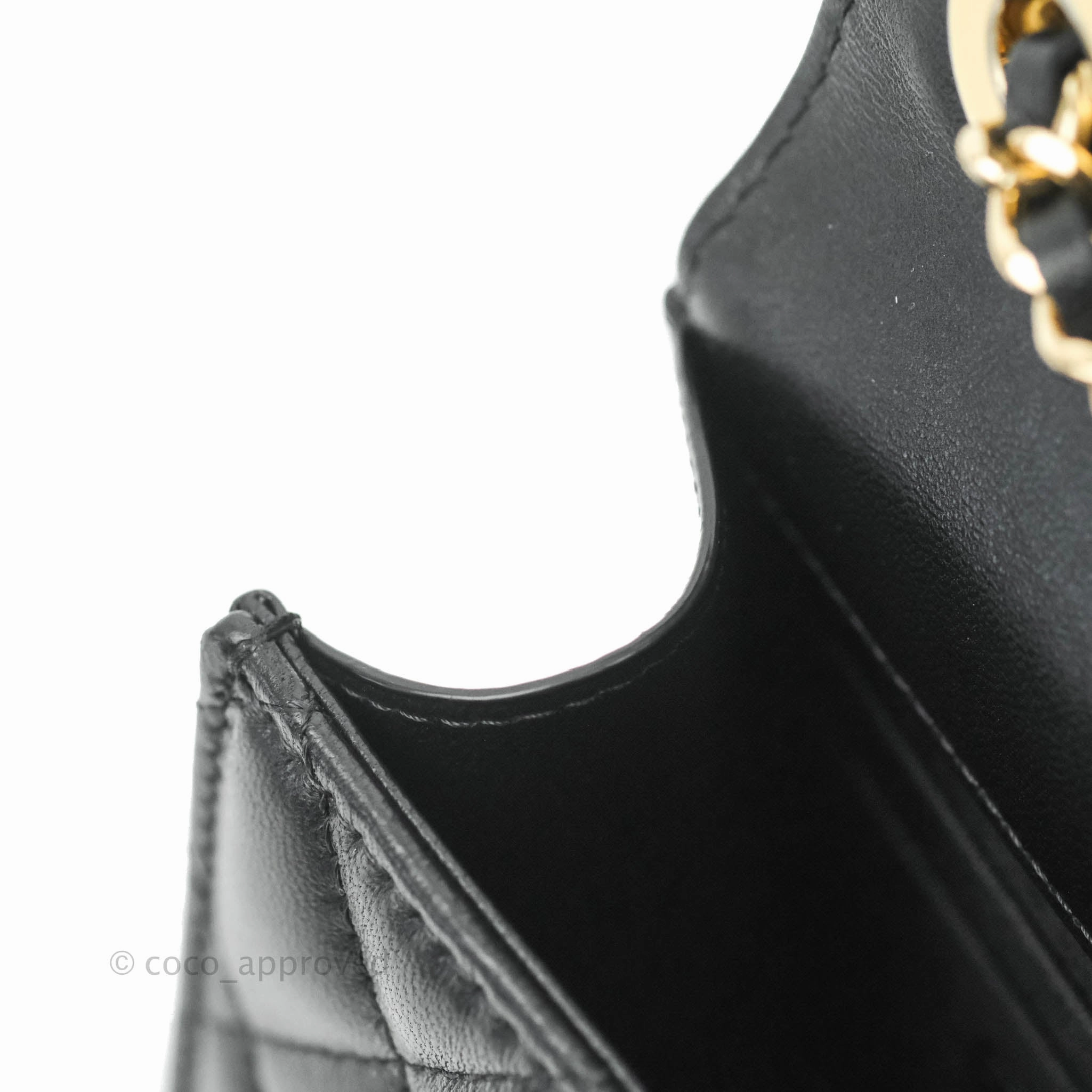 Chanel Small Quilted Trendy CC Clutch With Chain Black Lambskin Gold Hardware