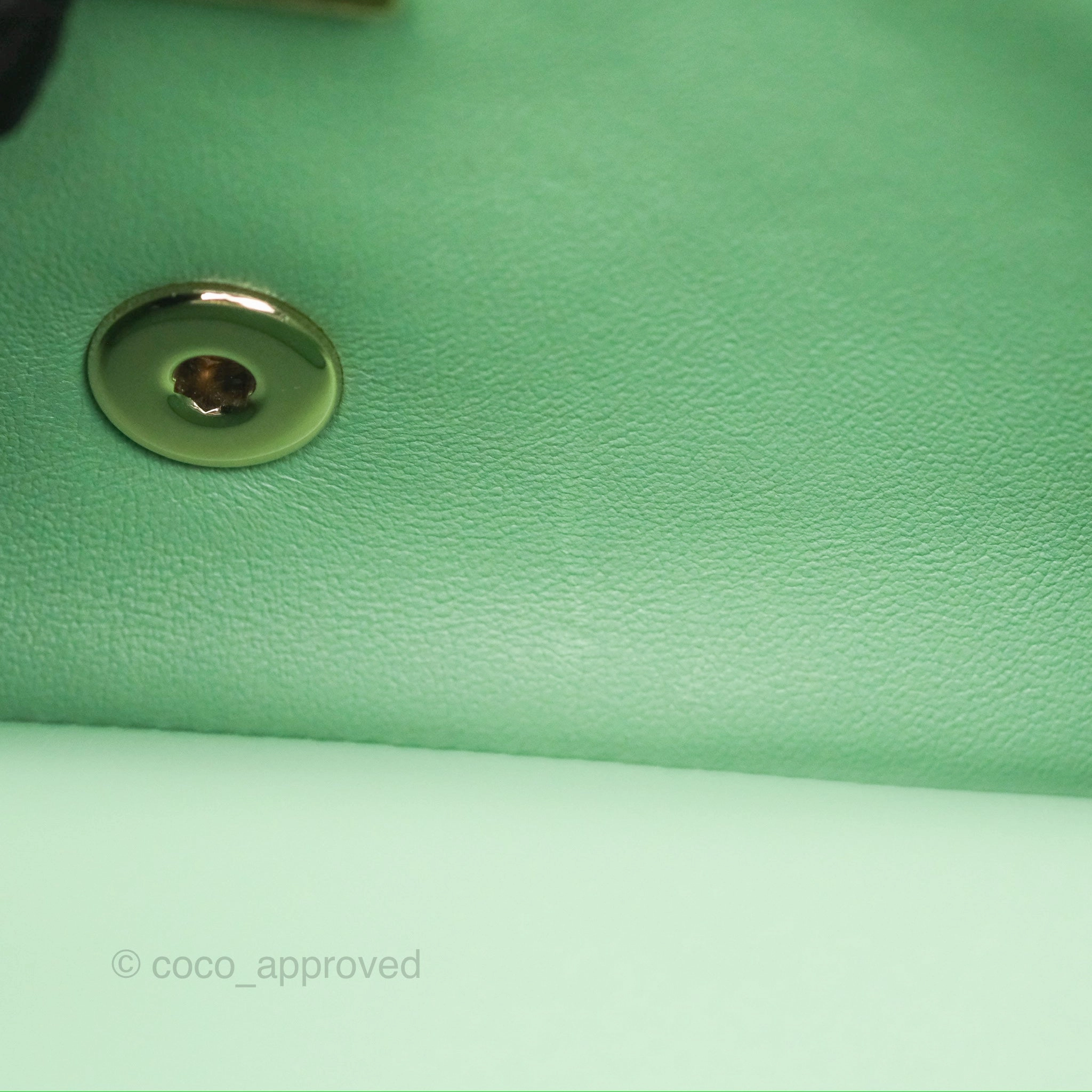 Chanel Top Handle Mini Rectangular Flap Bag Avocado Green Lambskin Gold Hardware