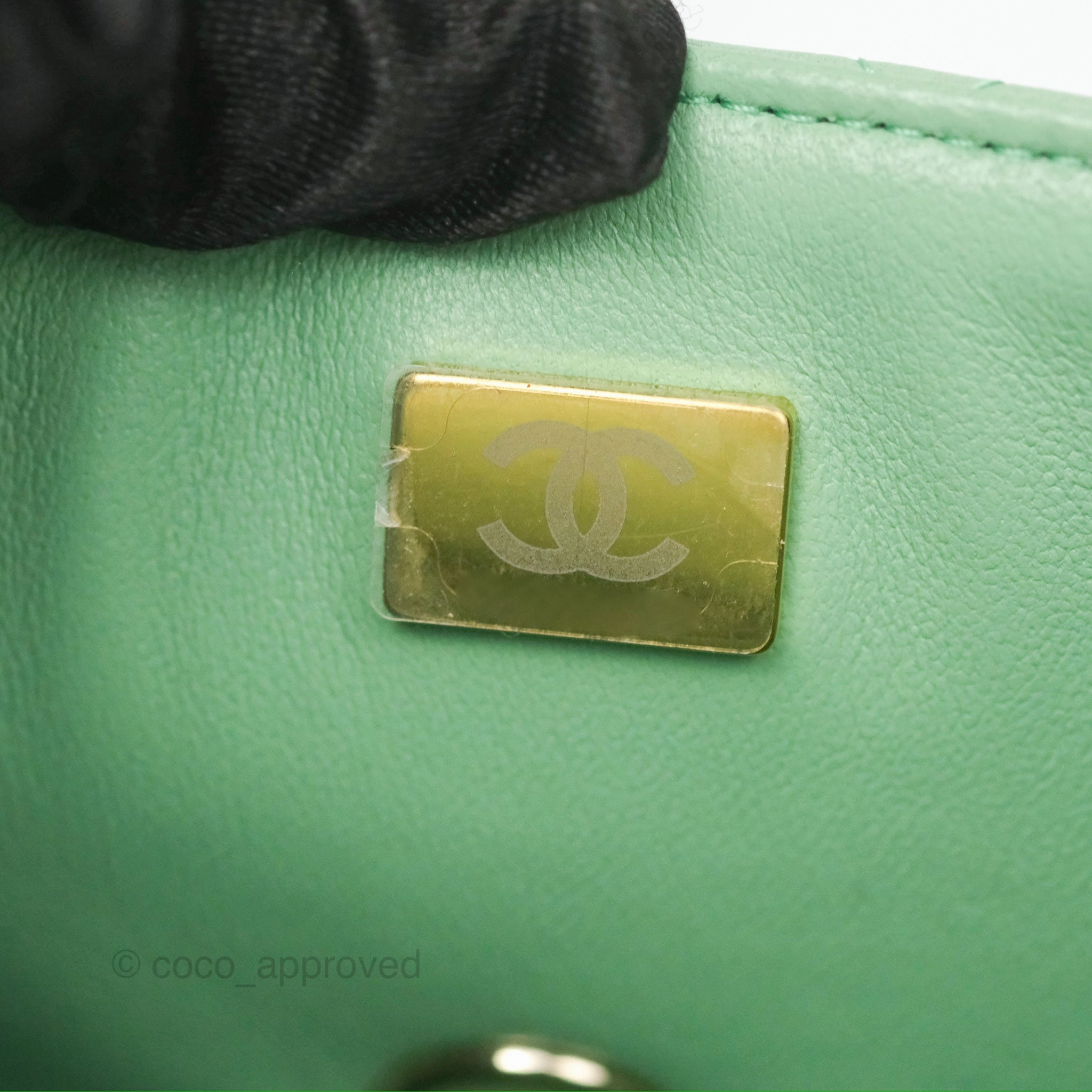 Chanel Top Handle Mini Rectangular Flap Bag Avocado Green Lambskin Gold Hardware
