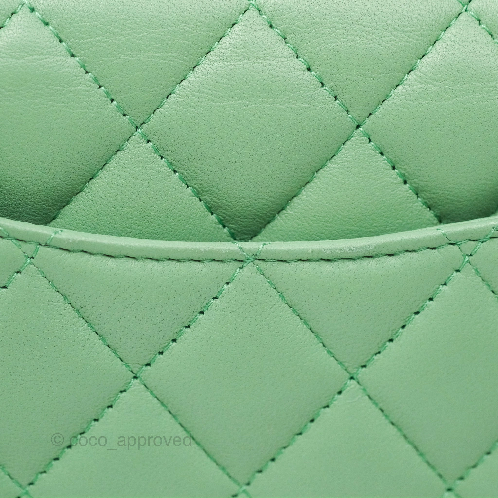 Chanel Top Handle Mini Rectangular Flap Bag Avocado Green Lambskin Gold Hardware
