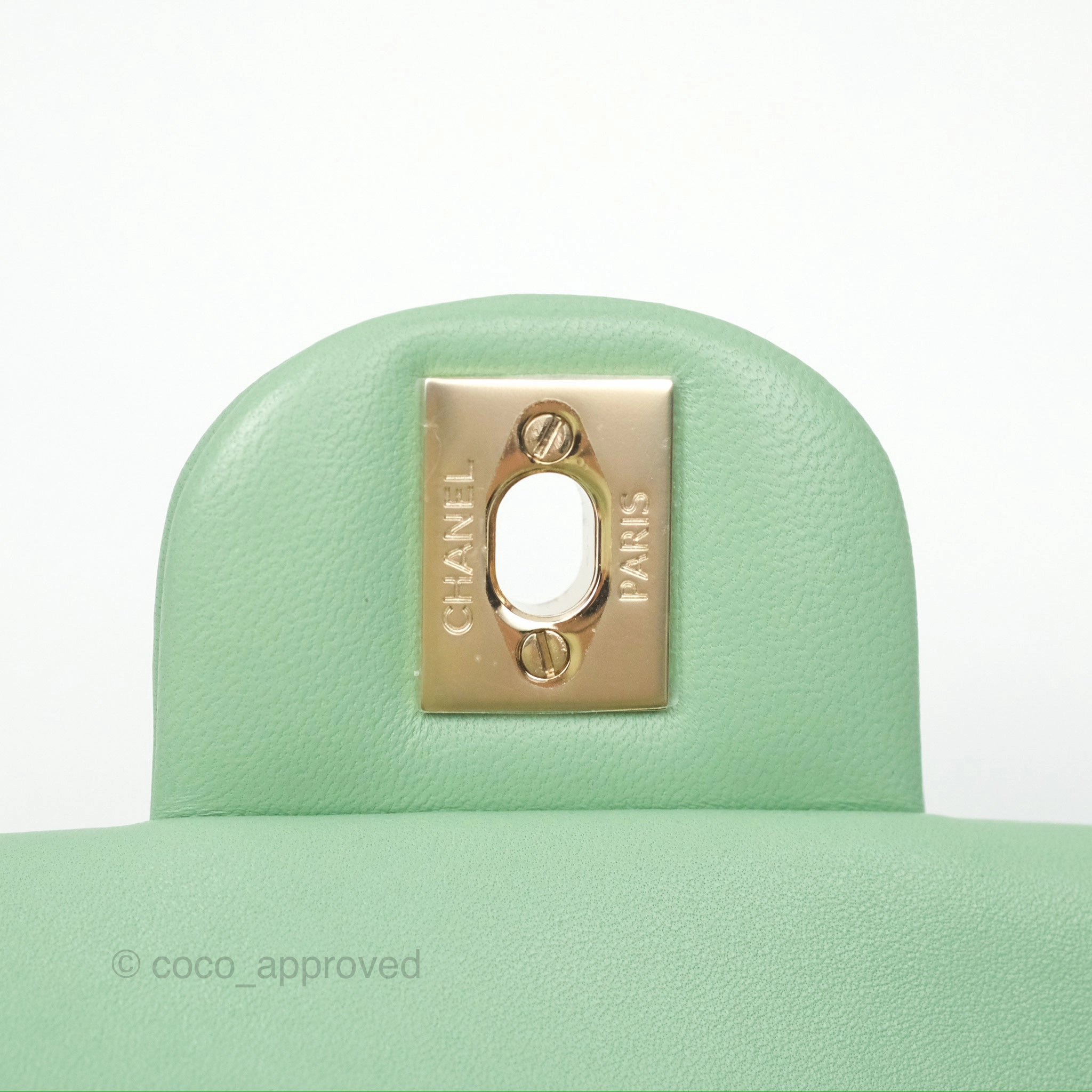 Chanel Top Handle Mini Rectangular Flap Bag Avocado Green Lambskin Gold Hardware